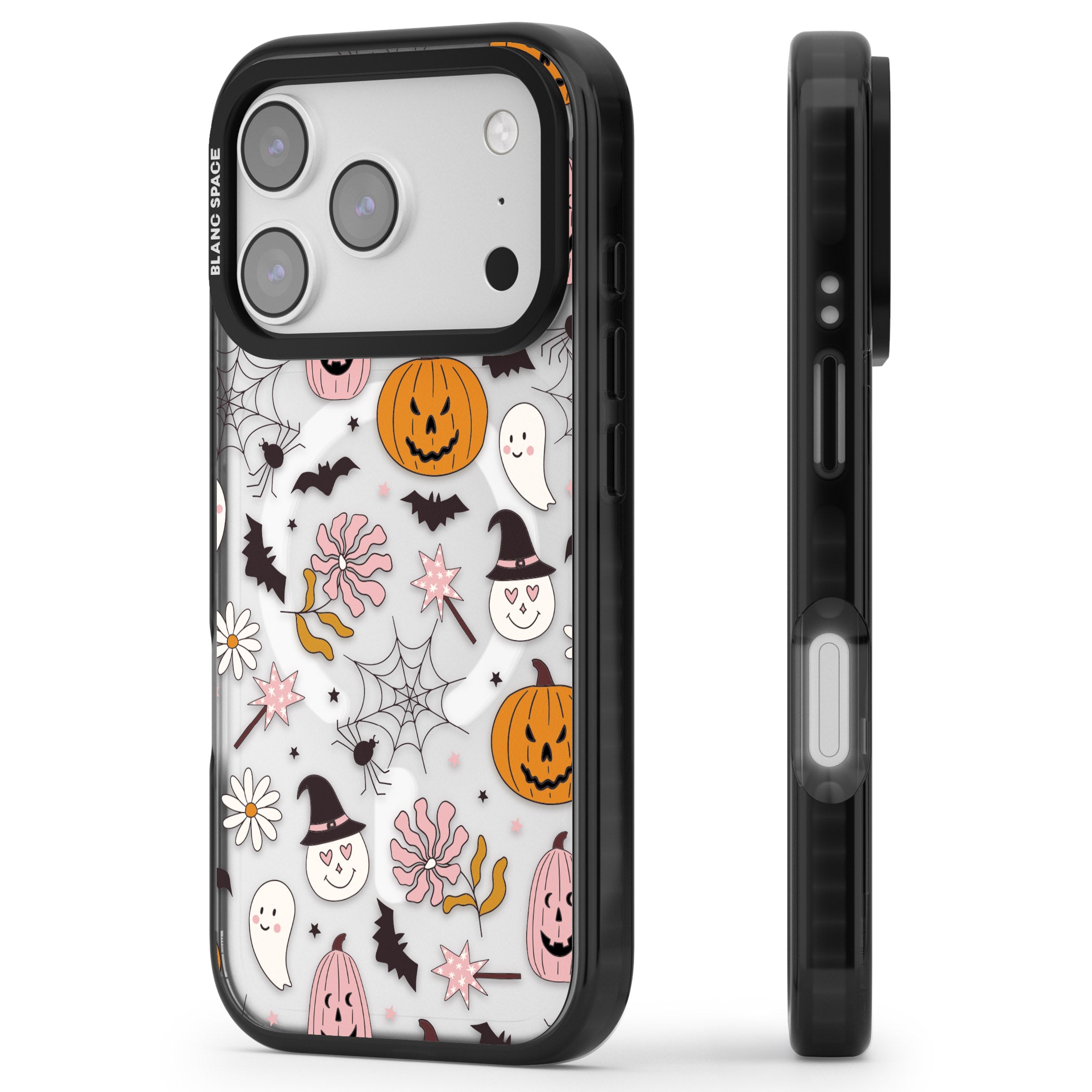 Spooky Mix iPhone 17 Pro Impact Pro Black Phone Case Side Profile