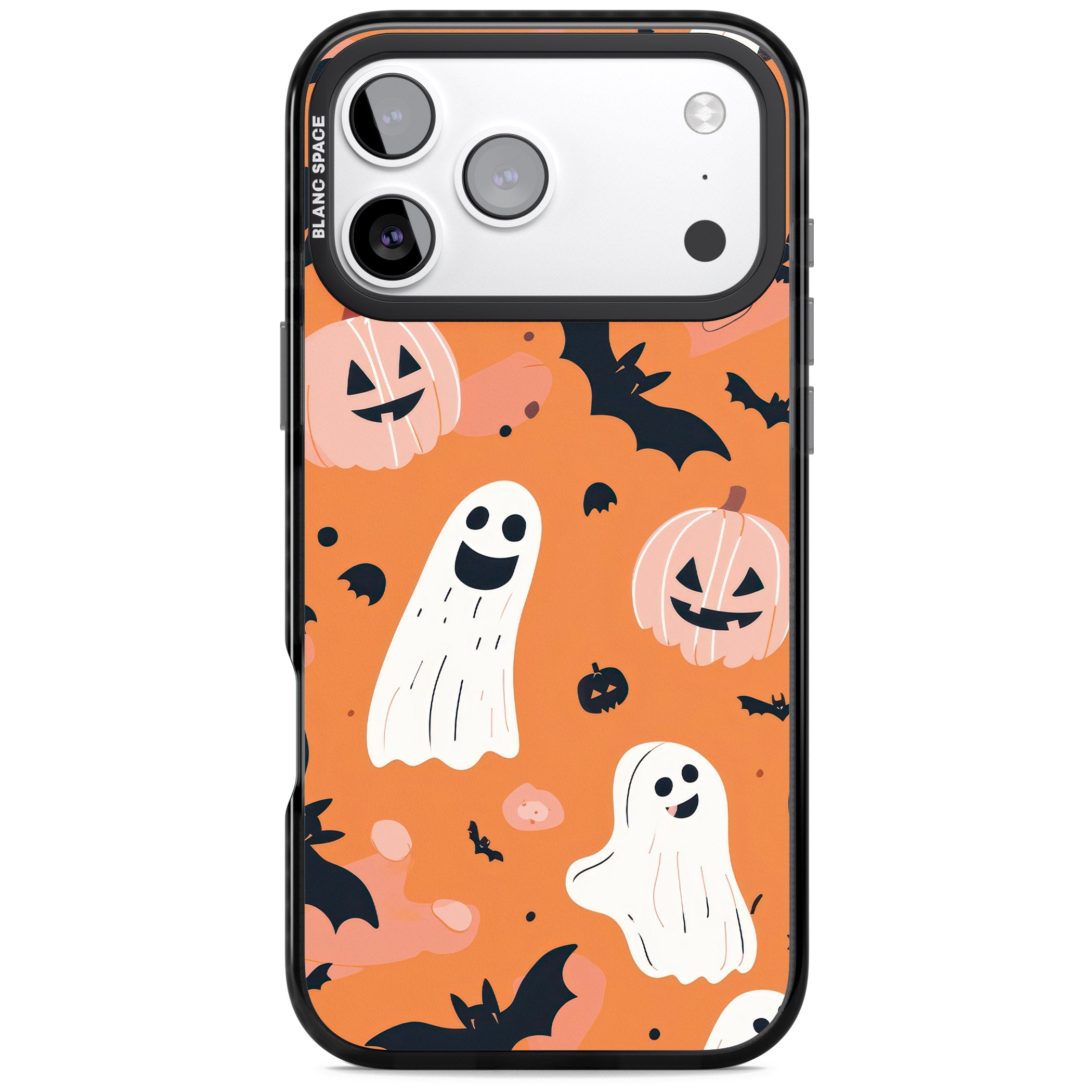 Orange Halloween Pattern iPhone 17 Pro Impact Pro Black Phone Case