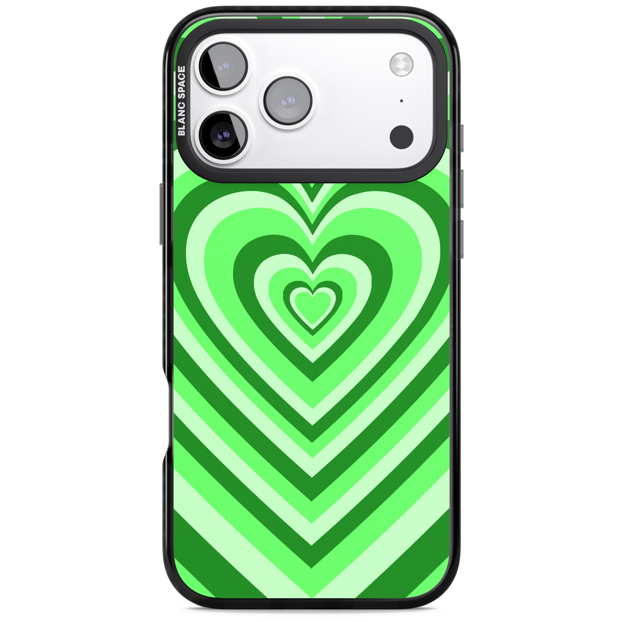 Green Heart Illusion iPhone 17 Pro Impact Pro Black Phone Case