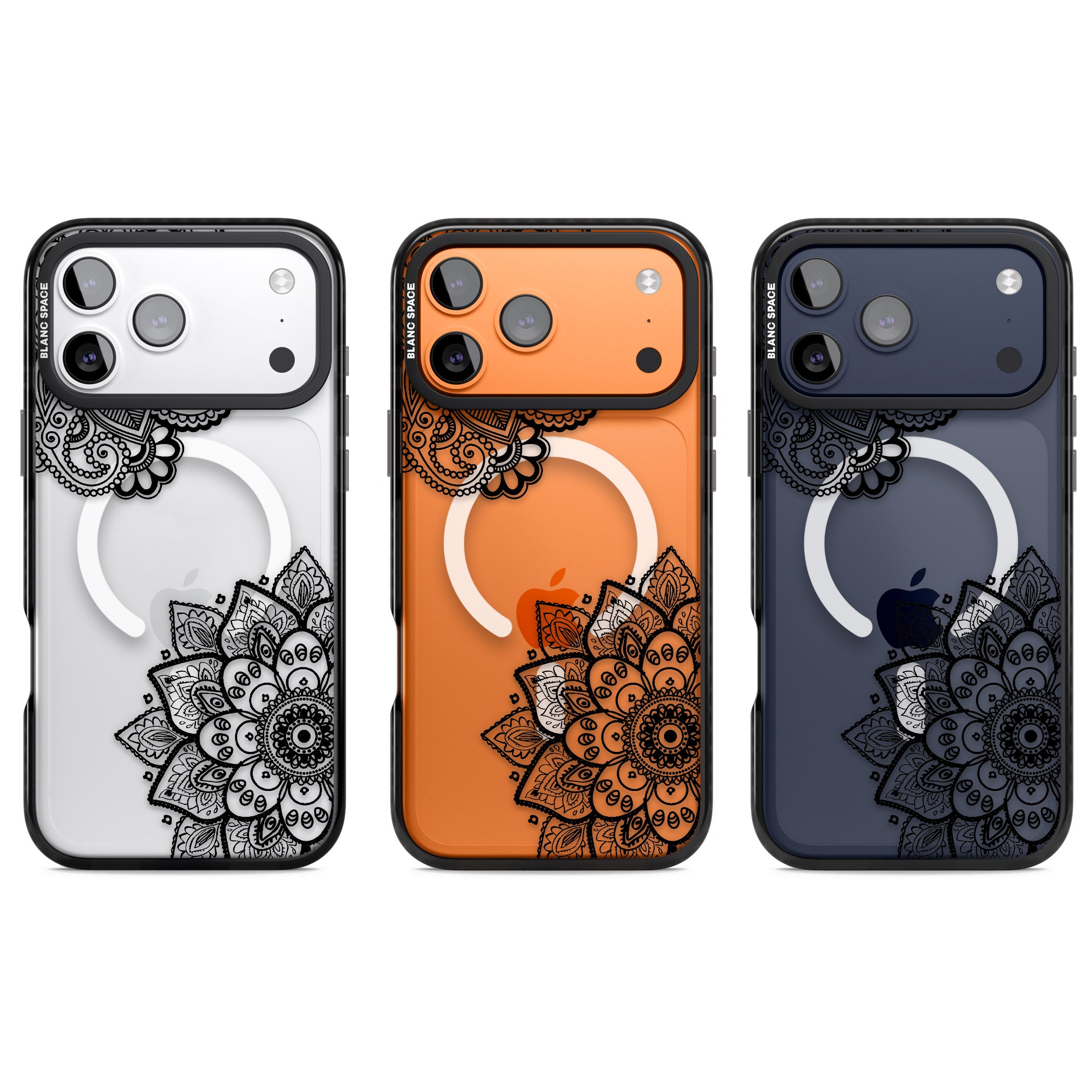 Black Henna Florals iPhone 17 Pro Impact Pro Black Phone Case APT Impact Protection
