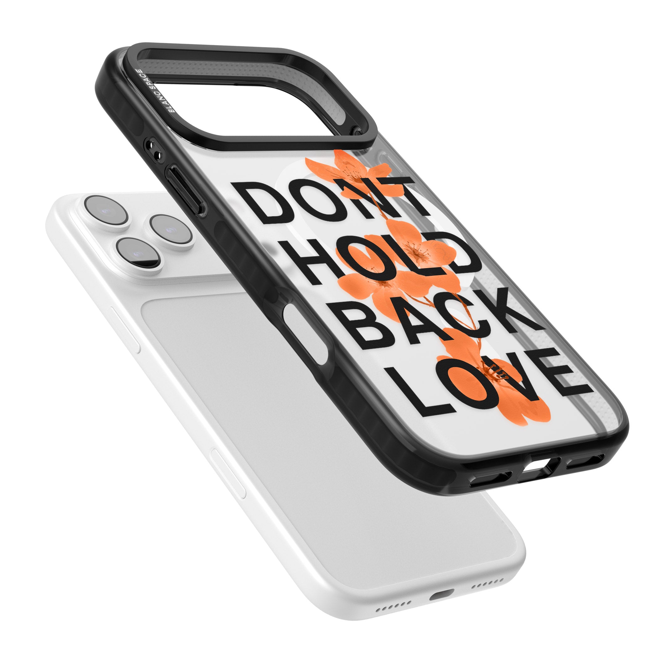 Don'T Hold Back Love Orange & Black iPhone 17 Pro Impact Pro Black Phone Case Colours