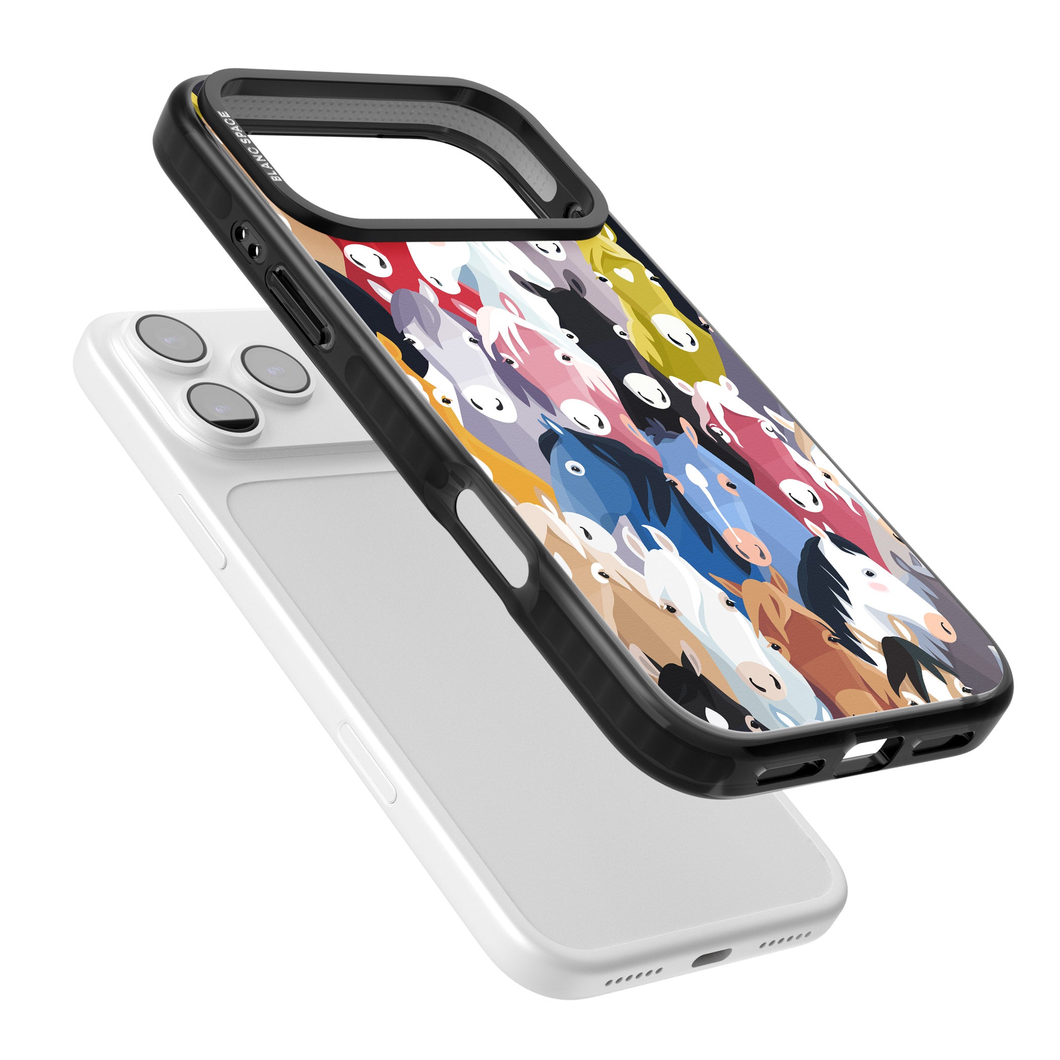 Colourful Horse Pattern iPhone 17 Pro Impact Pro Black Phone Case Colours