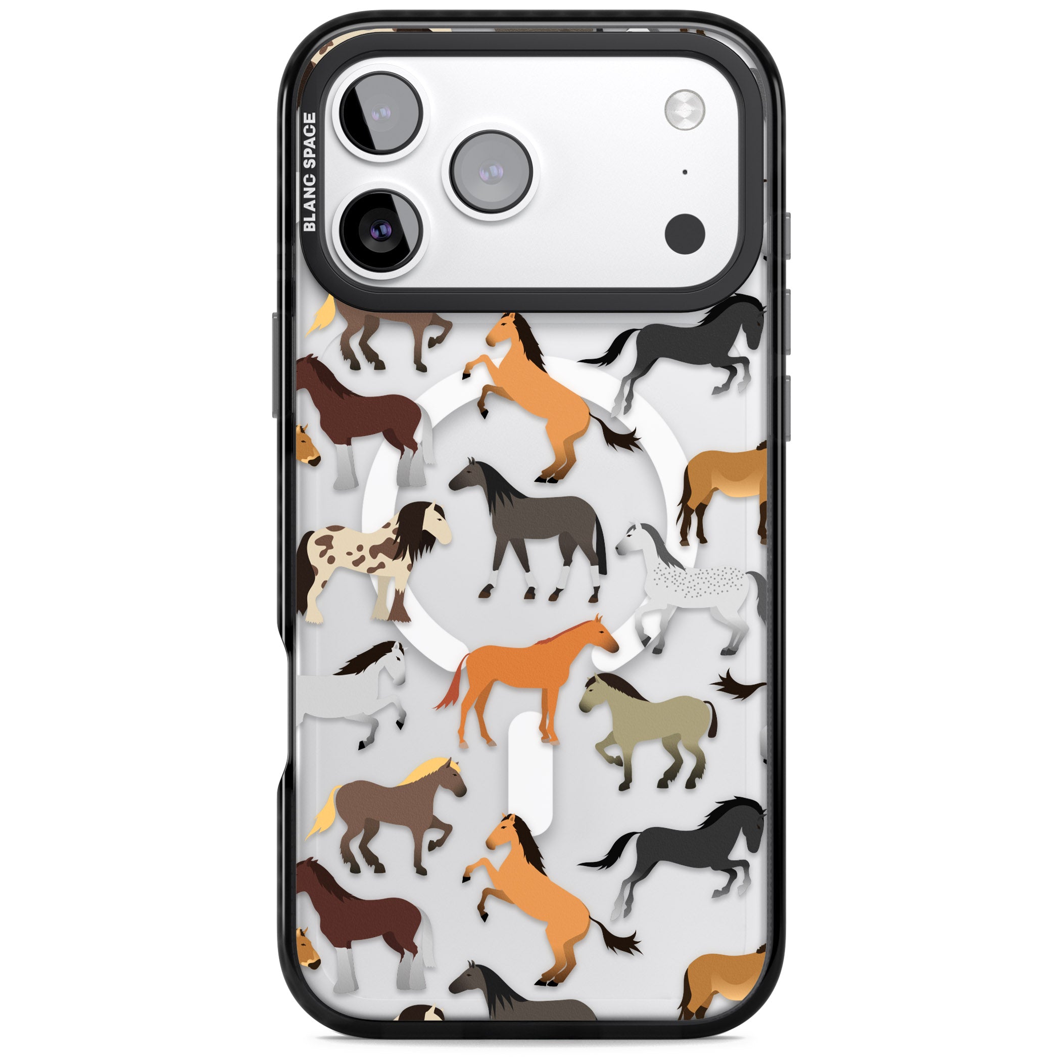 Horse Pattern iPhone 17 Pro Impact Pro Black Phone Case