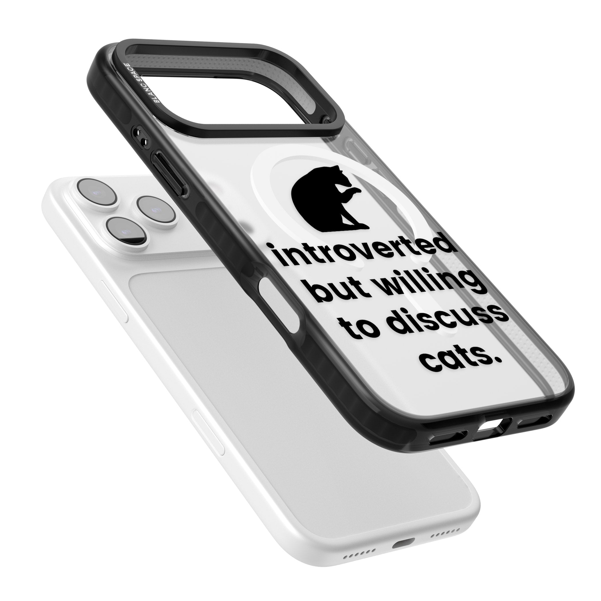 Introverted But Willing To Discuss Cats iPhone 17 Pro Impact Pro Black Phone Case Colours