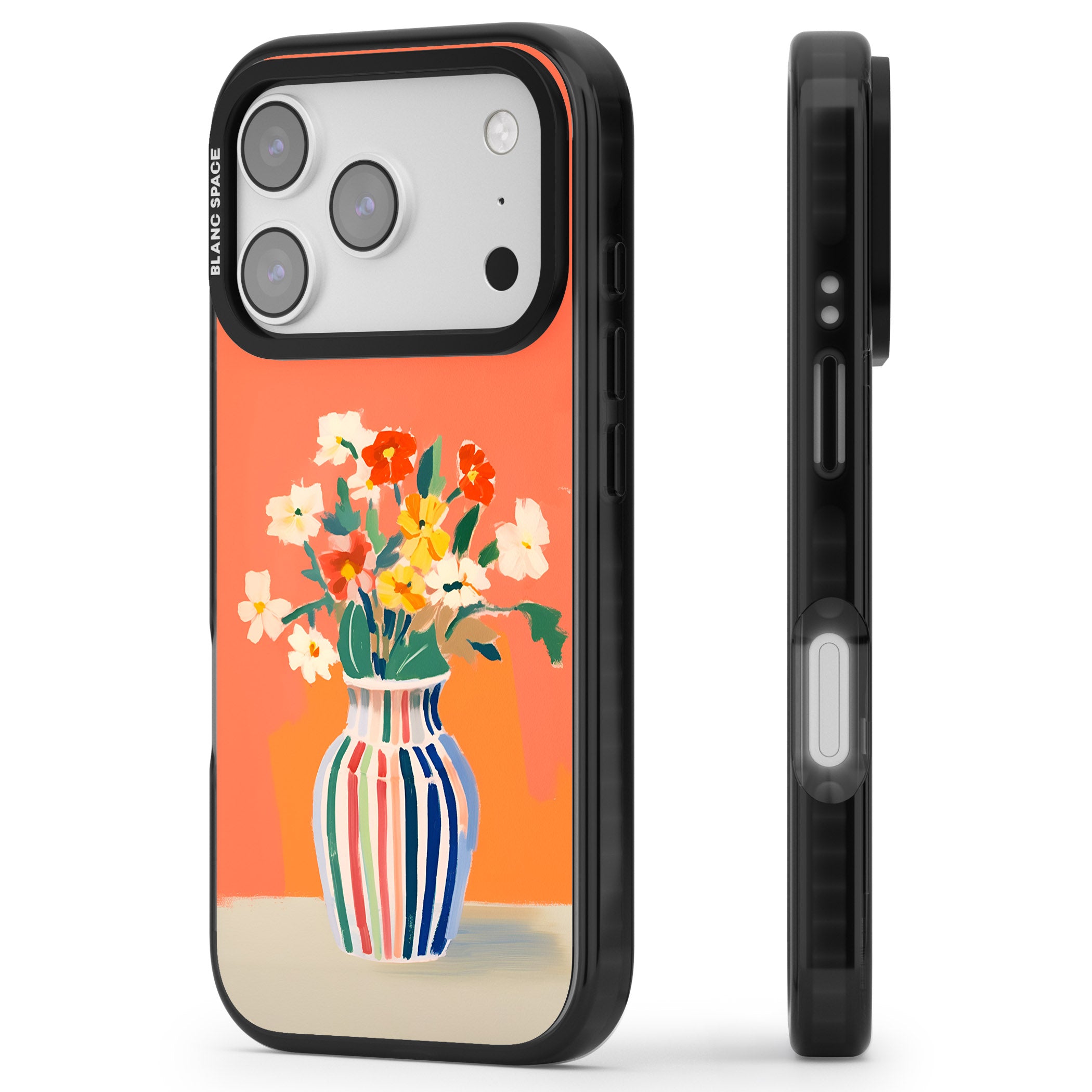 Coral Flower Vase iPhone 17 Pro Impact Pro Black Phone Case Side Profile