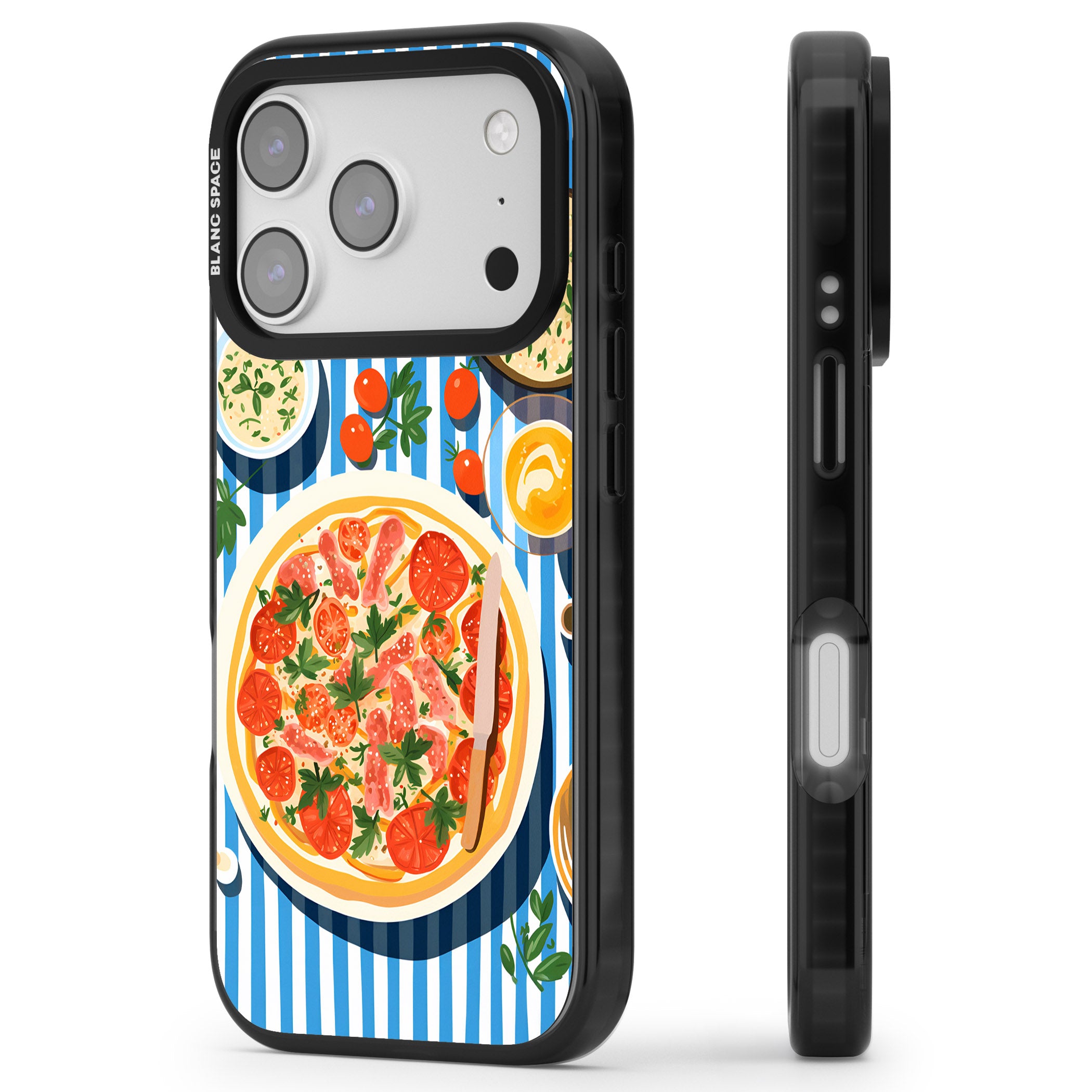 Italian Platter iPhone 17 Pro Impact Pro Black Phone Case Side Profile