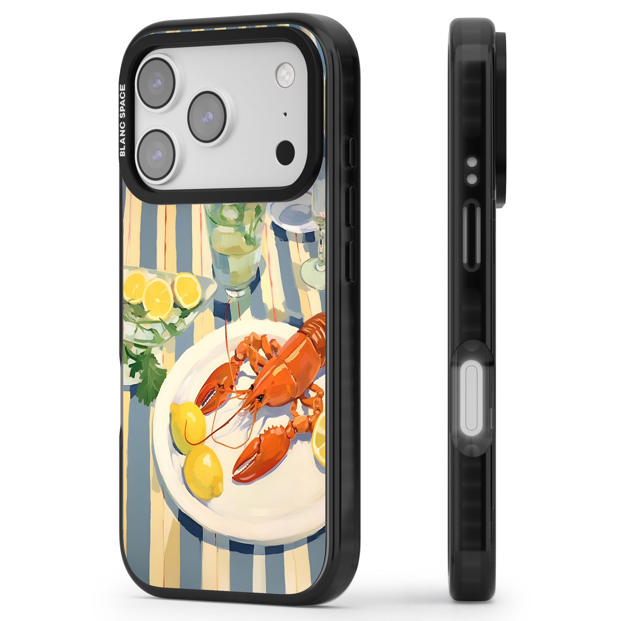Lobster & Lemons iPhone 17 Pro Impact Pro Black Phone Case Side Profile