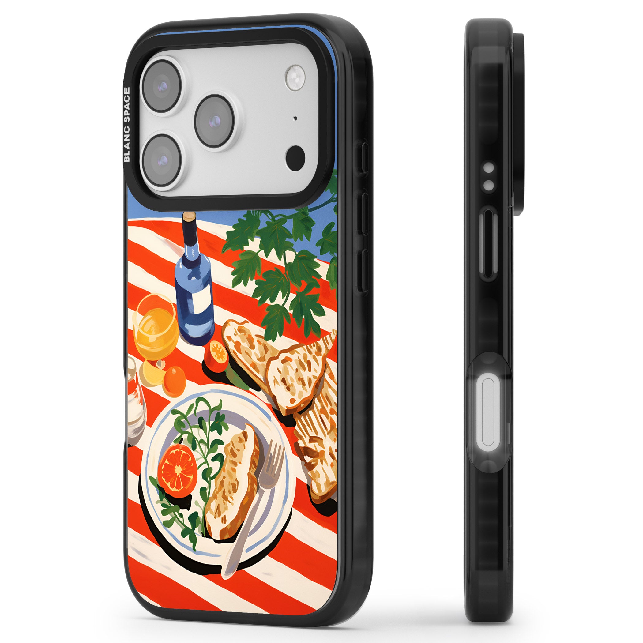 Mediterranean Lunch Table iPhone 17 Pro Impact Pro Black Phone Case Side Profile