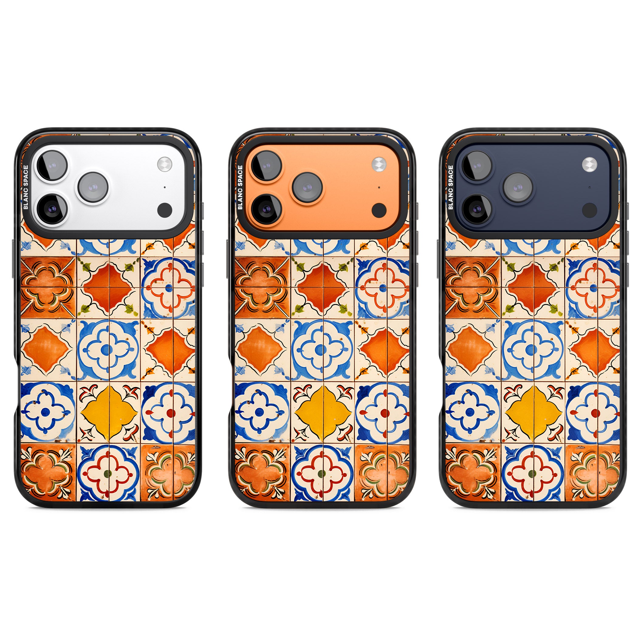Spanish Mosaic Tiles iPhone 17 Pro Impact Pro Black Phone Case APT Impact Protection