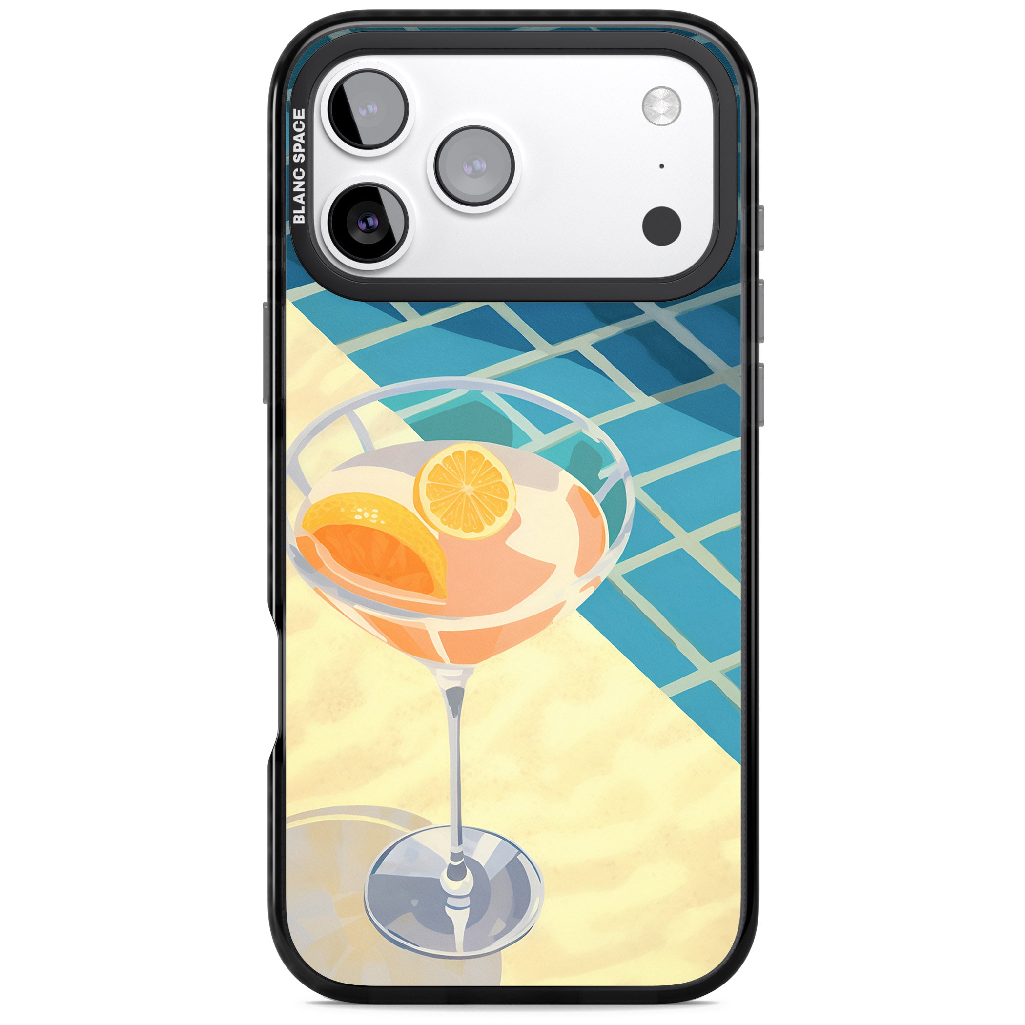 Poolside Citrus Cocktail iPhone 17 Pro Impact Pro Black Phone Case