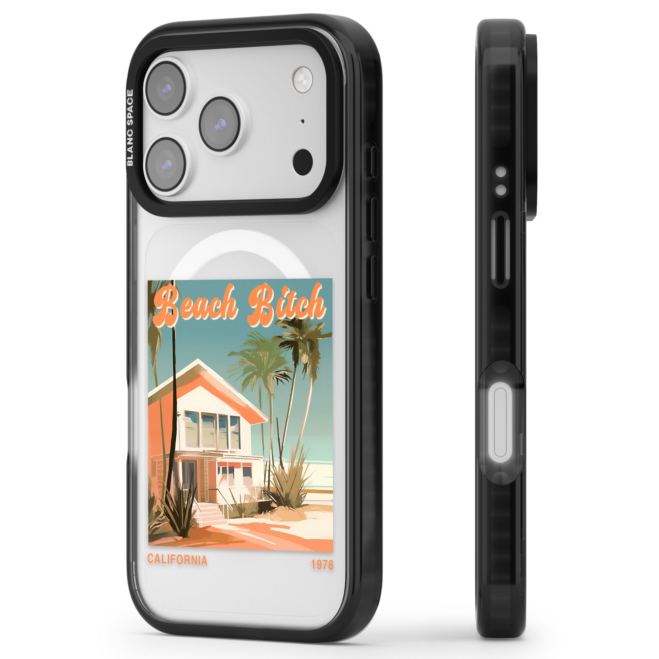 Beach B*tch iPhone 17 Pro Impact Pro Black Phone Case Side Profile