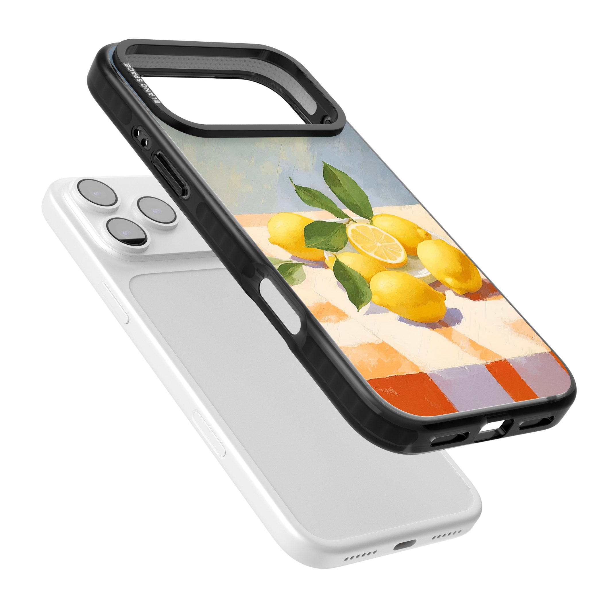 Lemons on Checkered Cloth iPhone 17 Pro Impact Pro Black Phone Case Colours