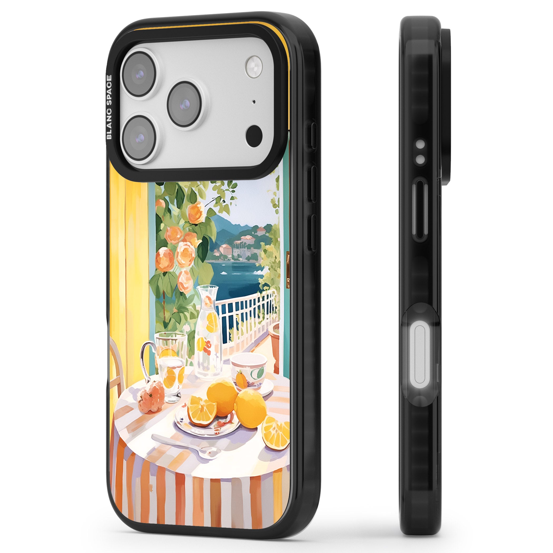 Amalfi Breakfast Balcony iPhone 17 Pro Impact Pro Black Phone Case Side Profile