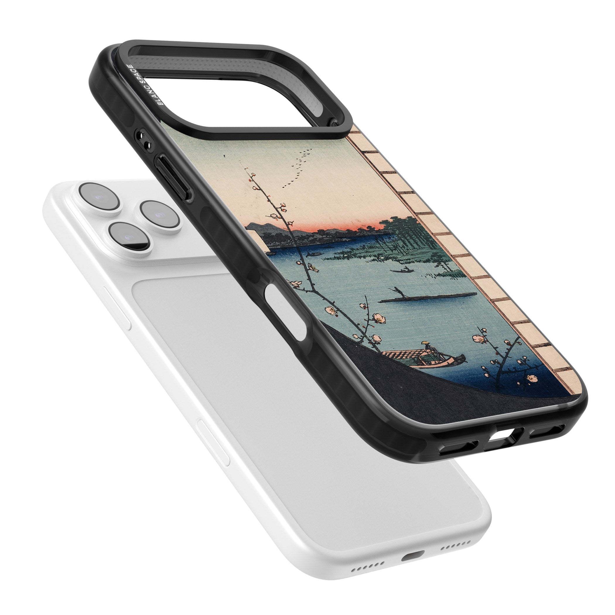 Vintage Japanese Illustrations Lake At Sunset iPhone 17 Pro Impact Pro Black Phone Case Colours