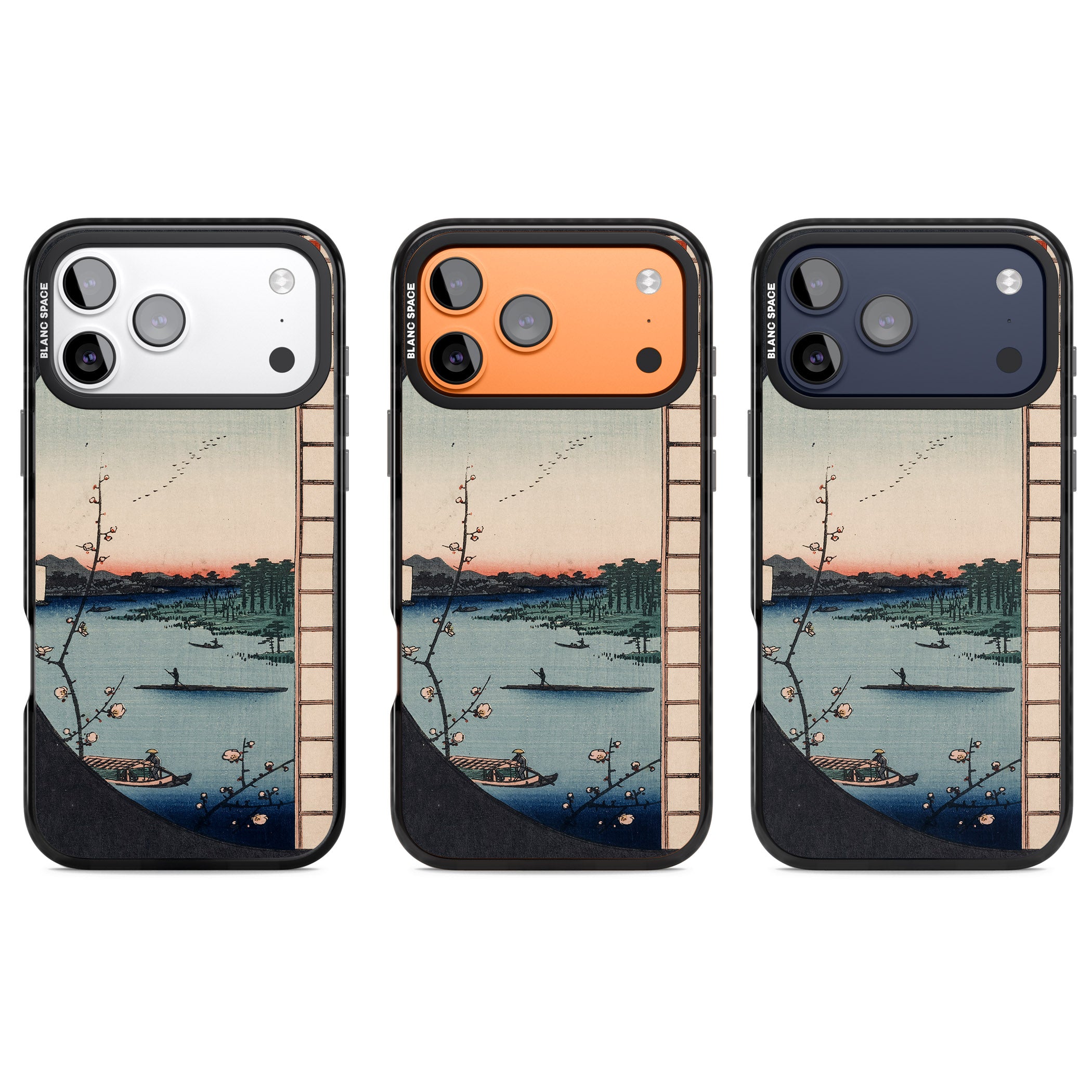 Vintage Japanese Illustrations Lake At Sunset iPhone 17 Pro Impact Pro Black Phone Case APT Impact Protection