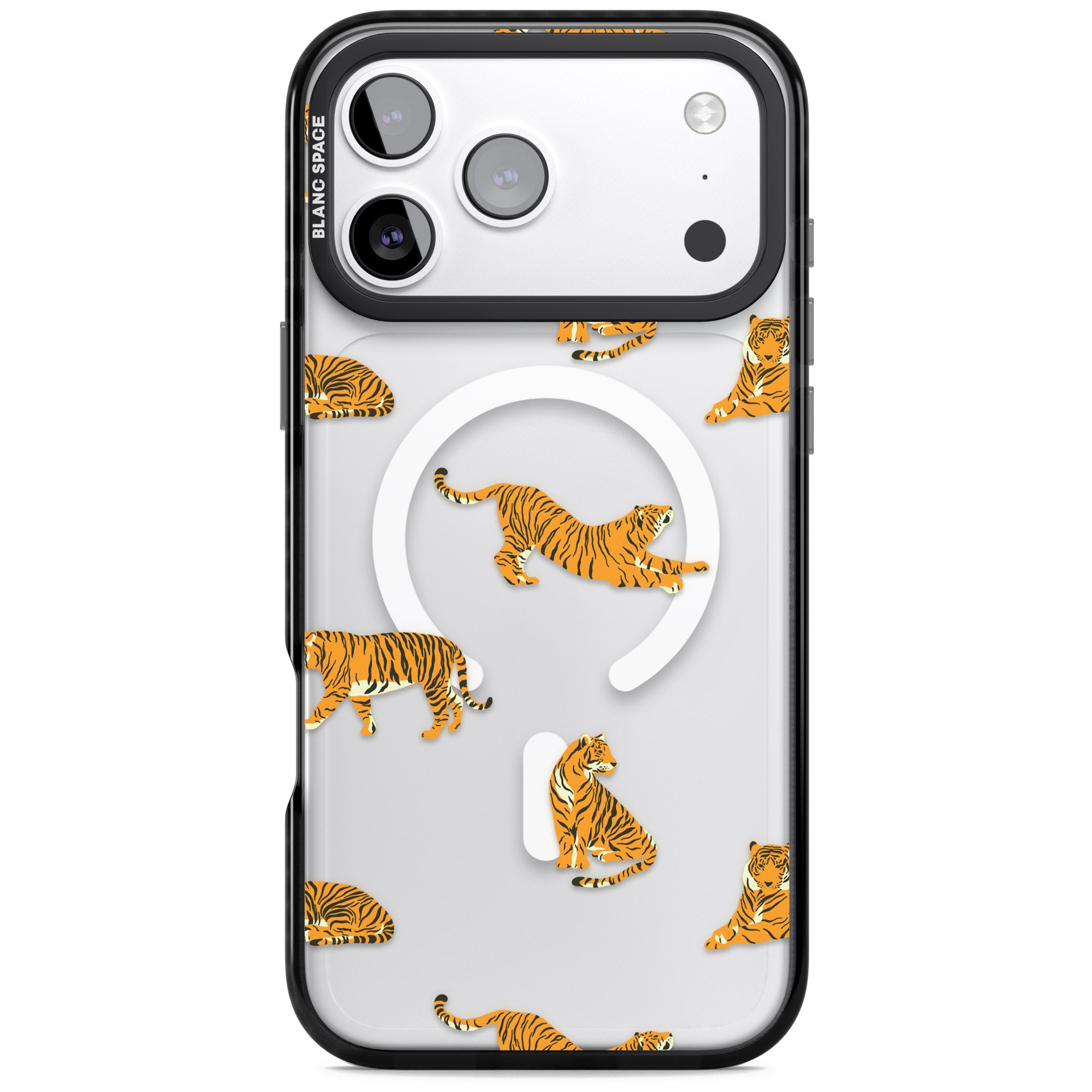Clear Tiger Jungle iPhone 17 Pro Impact Pro Black Phone Case