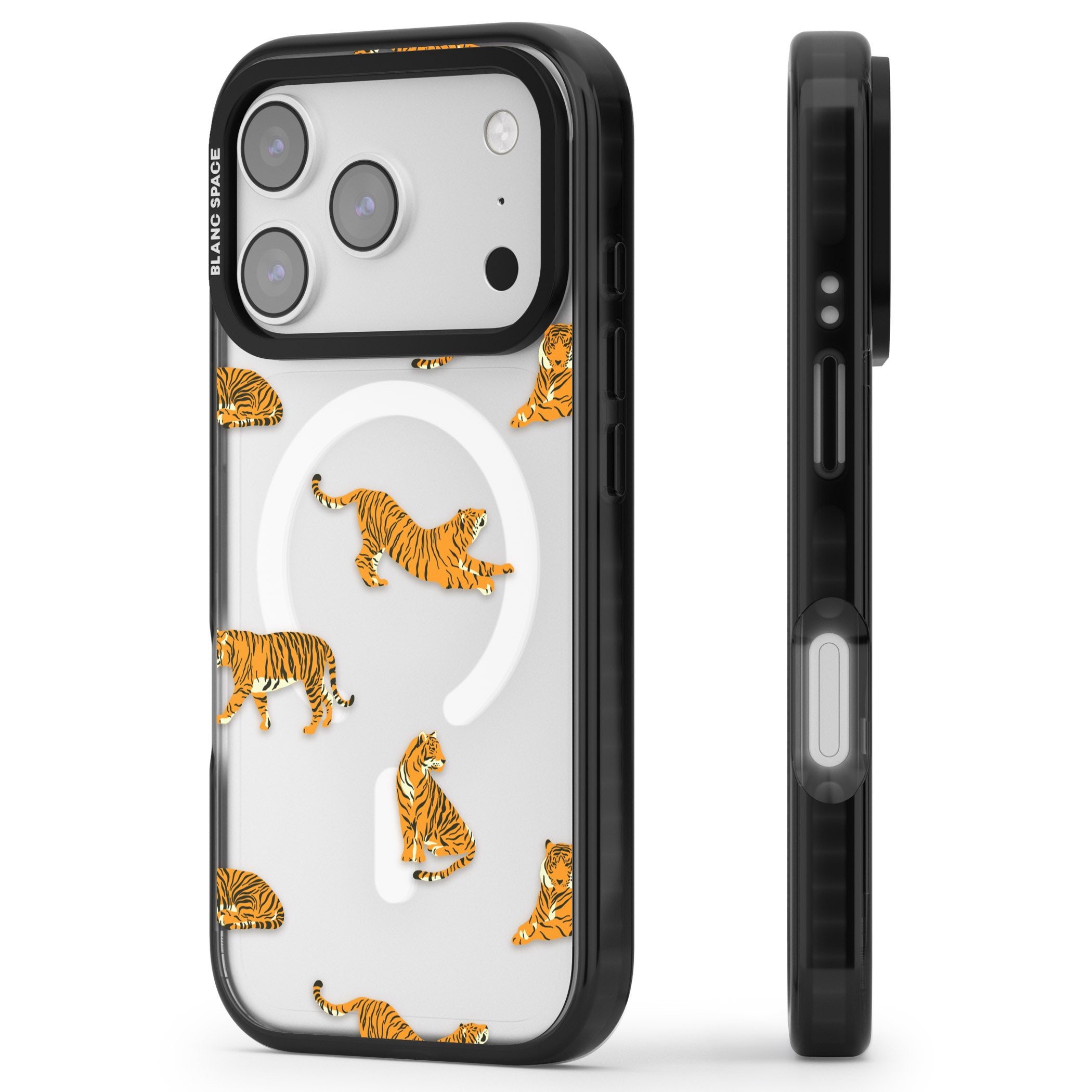 Clear Tiger Jungle iPhone 17 Pro Impact Pro Black Phone Case Side Profile