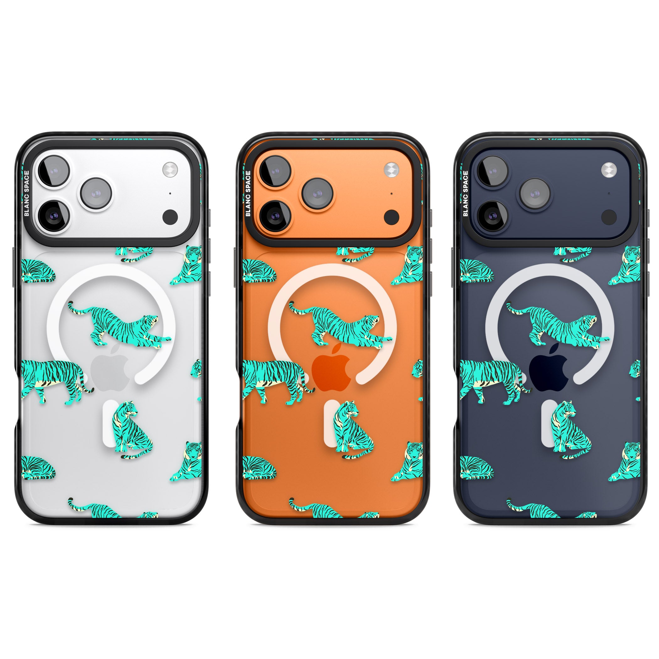 Turquoise Tiger iPhone 17 Pro Impact Pro Black Phone Case APT Impact Protection