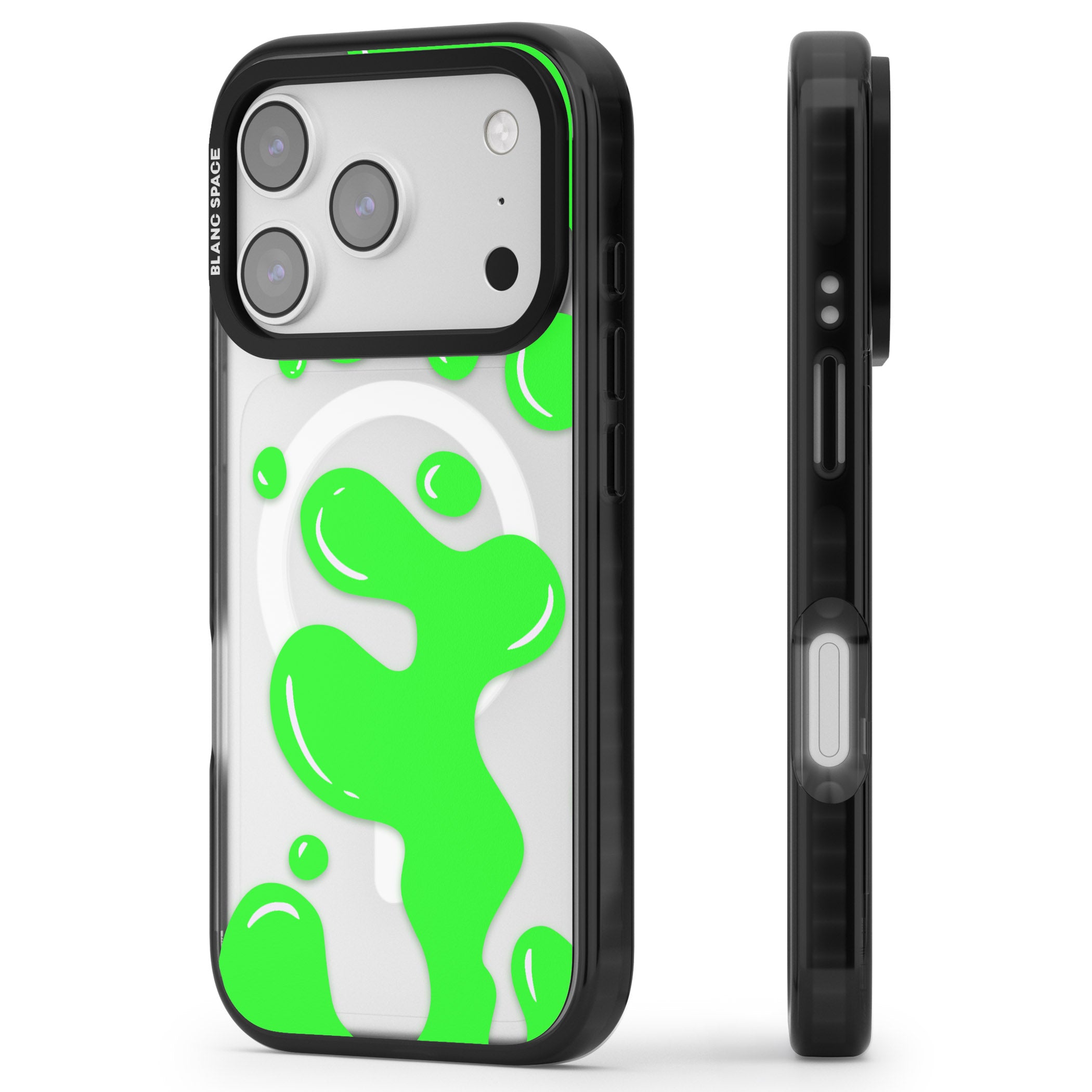 Green Lava Lamp iPhone 17 Pro Impact Pro Black Phone Case Side Profile