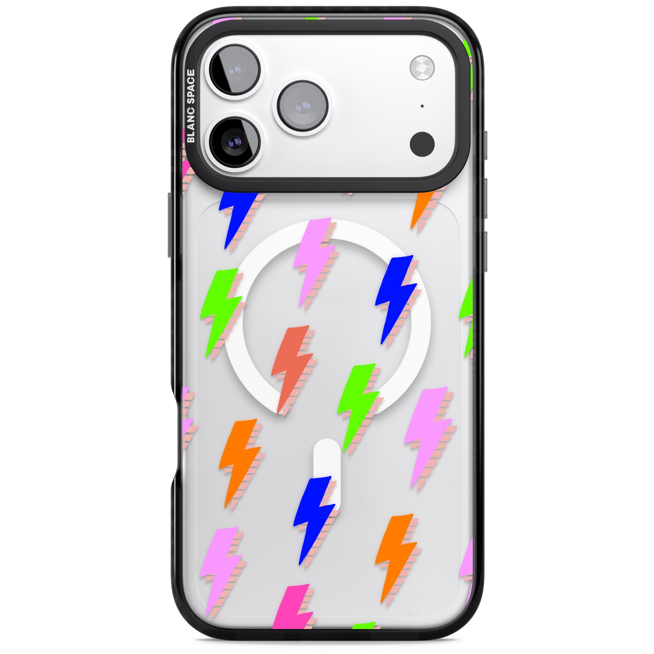 Rainbow Pop Lightning iPhone 17 Pro Impact Pro Black Phone Case