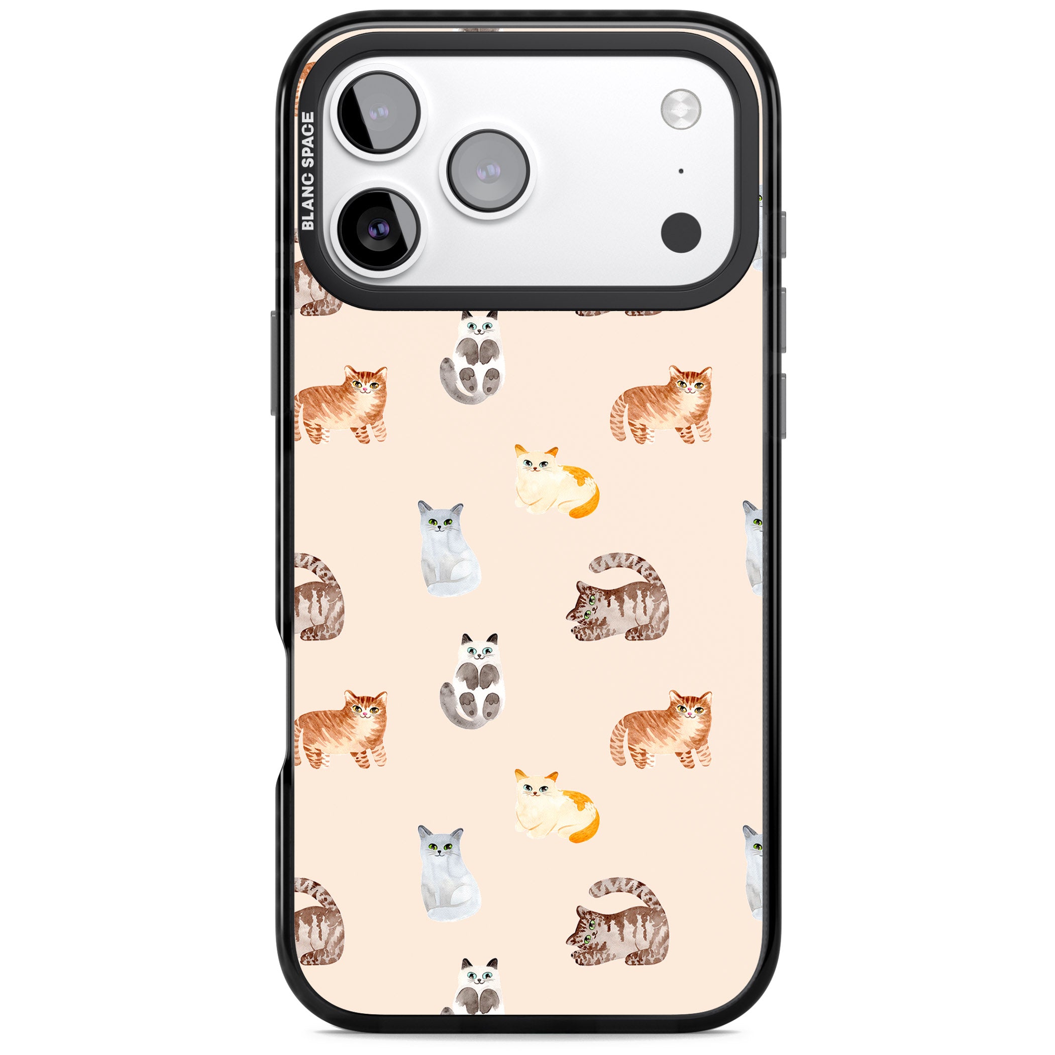 Cute Cat Parade iPhone 17 Pro Impact Pro Black Phone Case