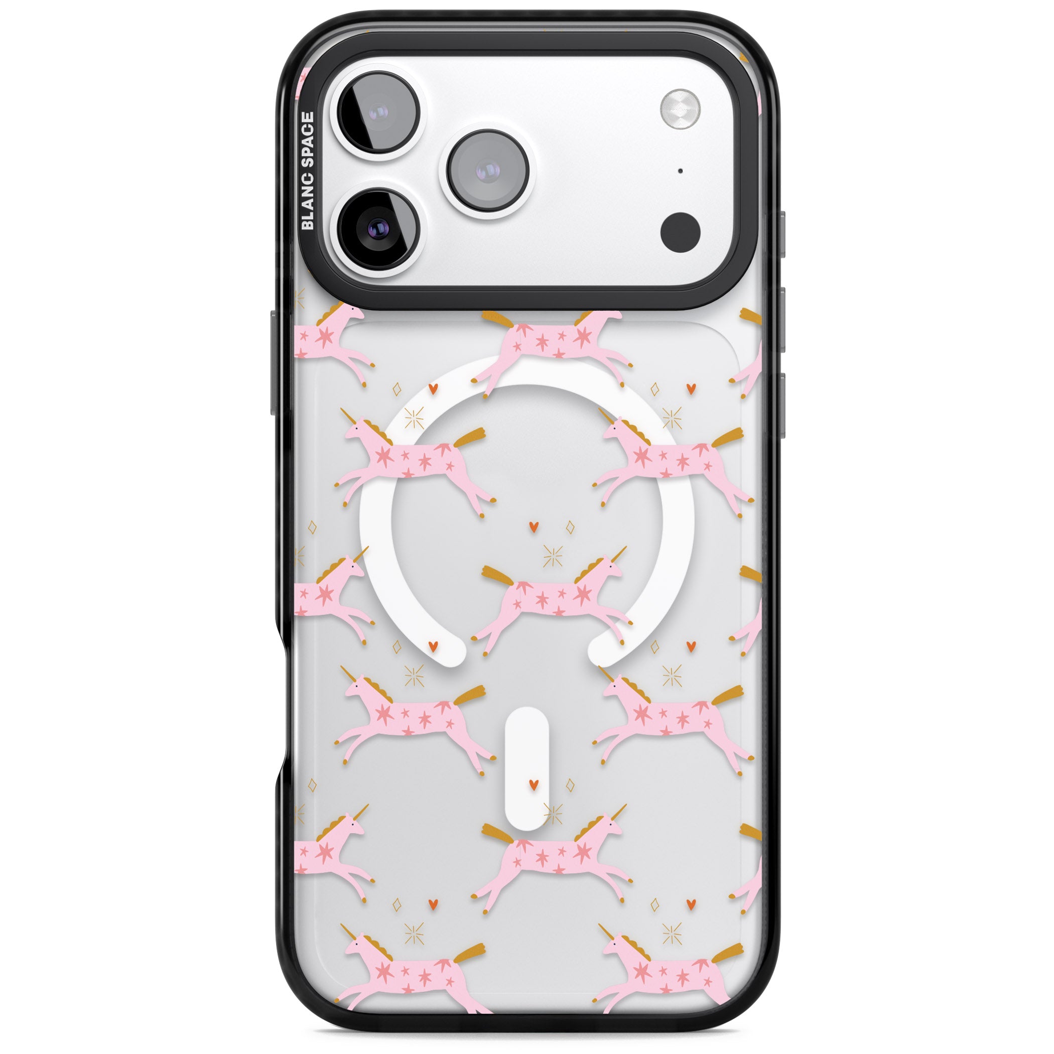 Pink Unicorn iPhone 17 Pro Impact Pro Black Phone Case