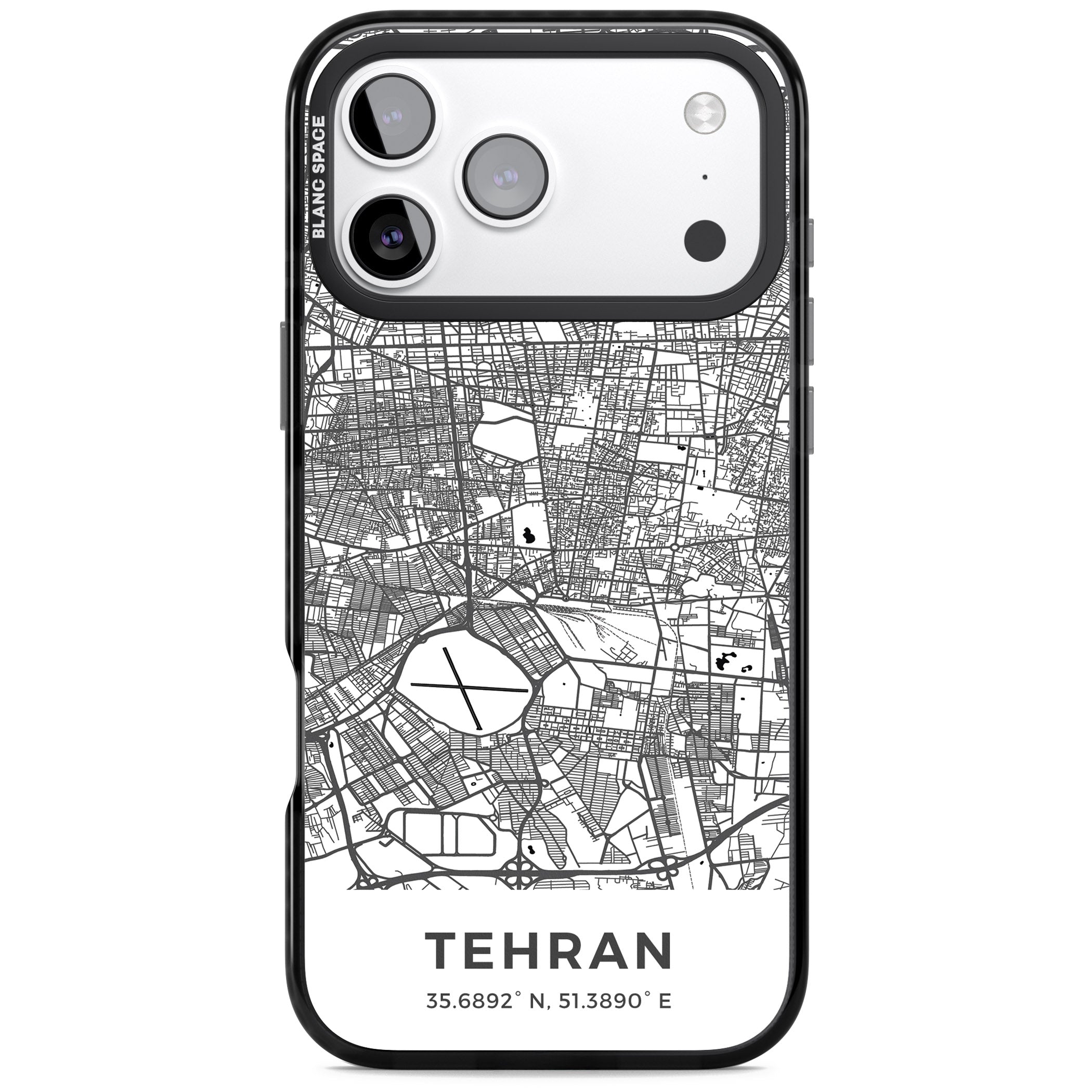 Tehran Map iPhone 17 Pro Impact Pro Black Phone Case