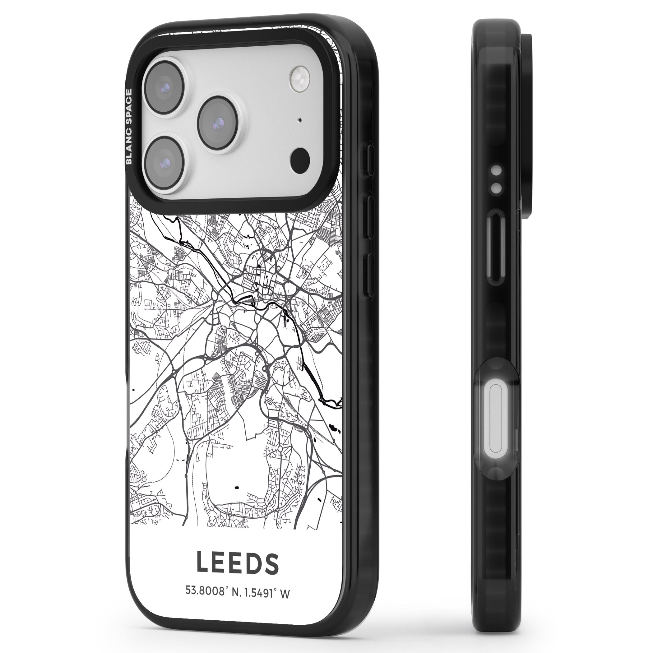 Leeds Map iPhone 17 Pro Impact Pro Black Phone Case Side Profile