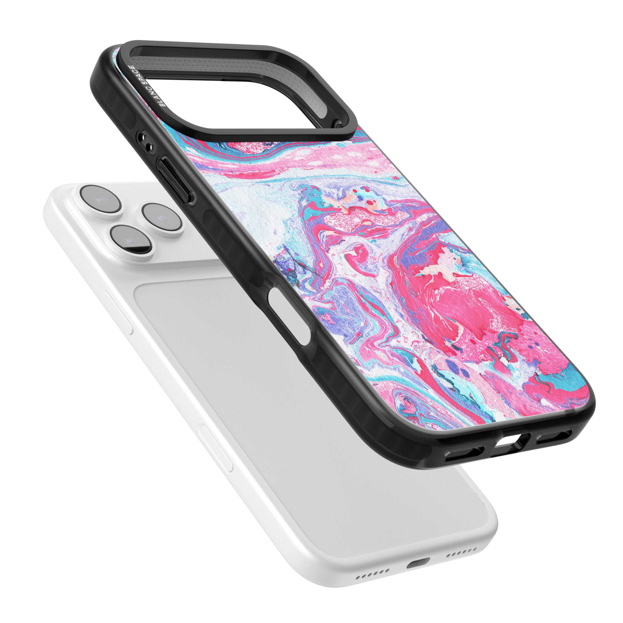 Pink, Blue & Purple Marbled Paper Pattern iPhone 17 Pro Impact Pro Black Phone Case Colours