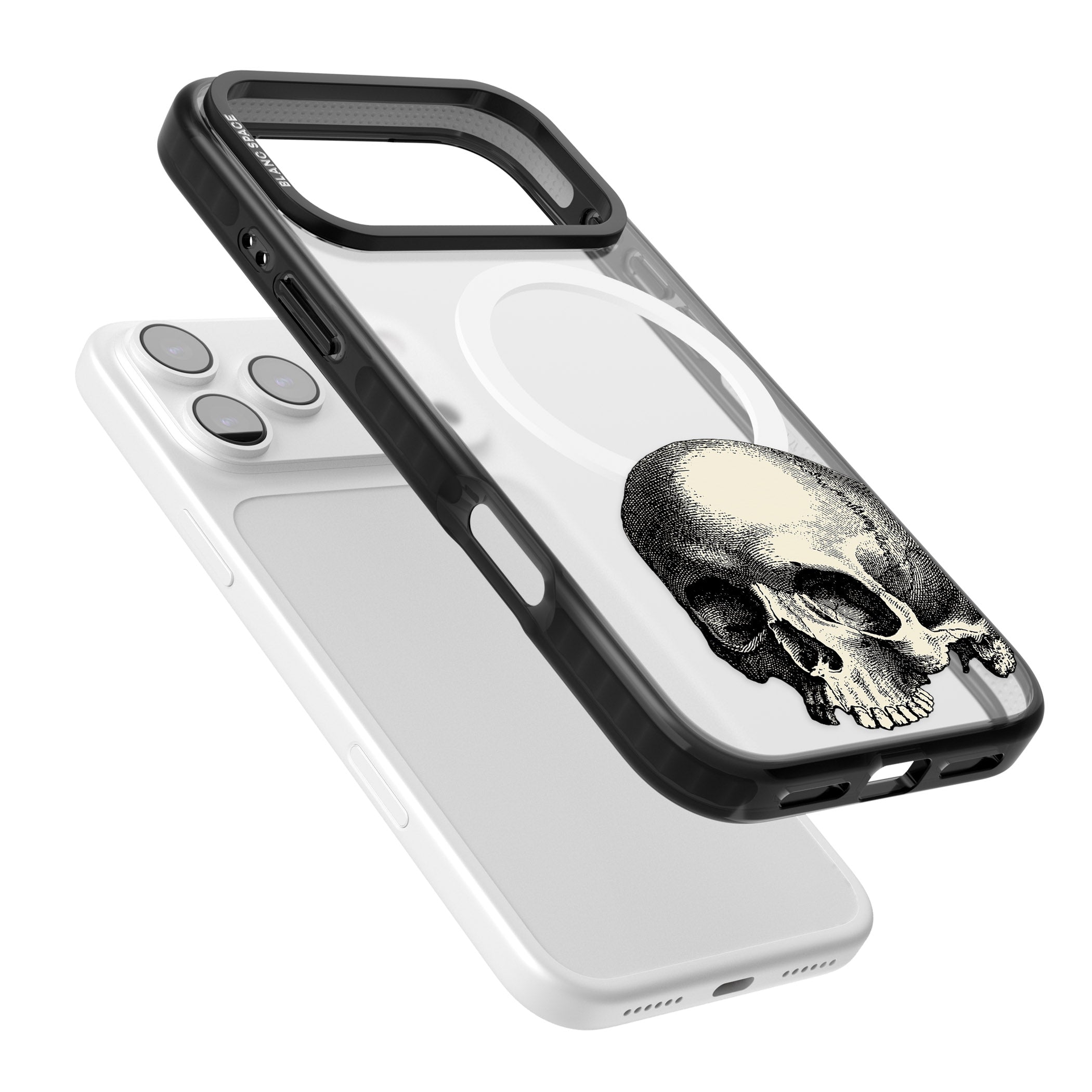 Minimal Vintage Skull iPhone 17 Pro Impact Pro Black Phone Case Colours