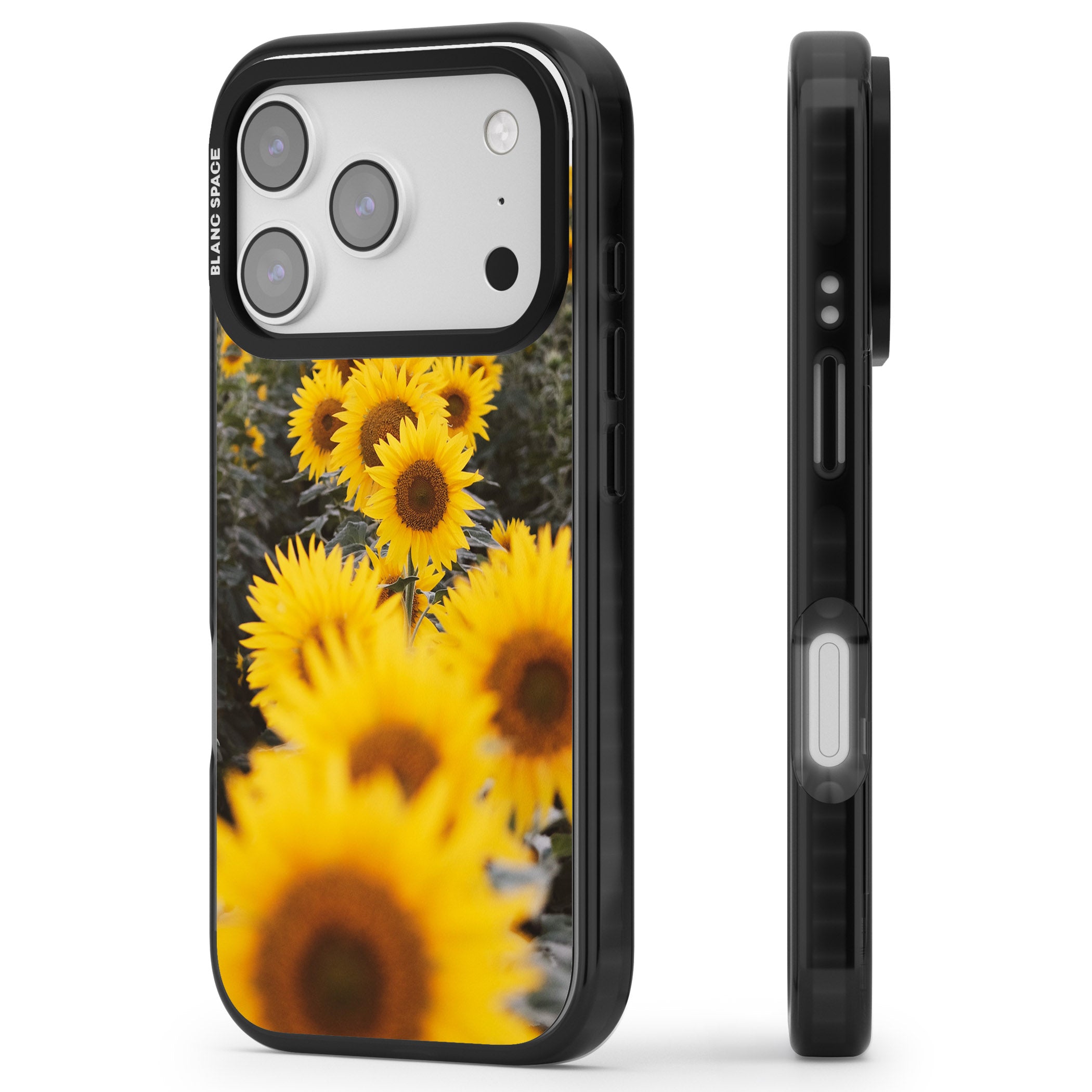 Sunflower Field iPhone 17 Pro Impact Pro Black Phone Case Side Profile