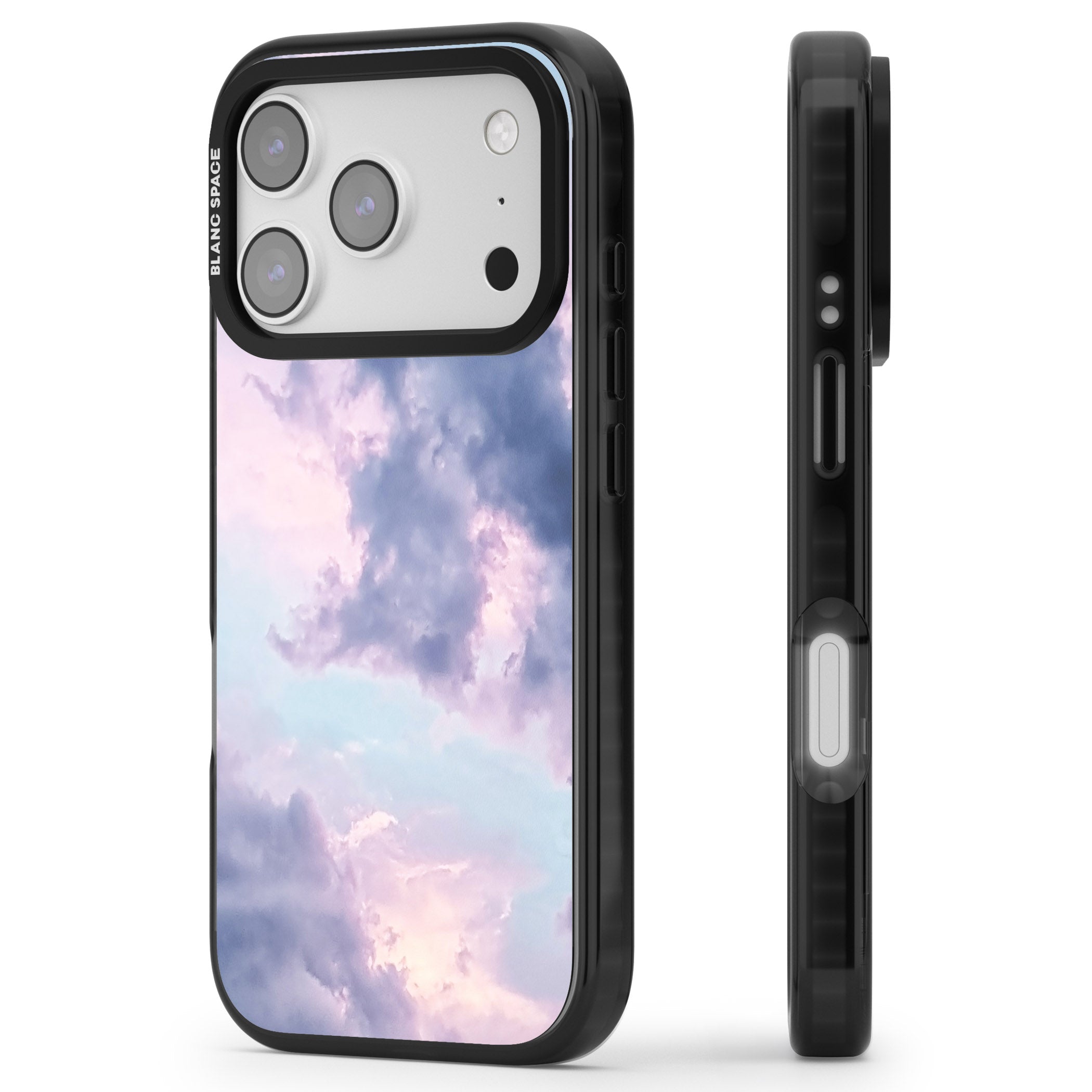 Pastel Sky Clouds iPhone 17 Pro Impact Pro Black Phone Case Side Profile