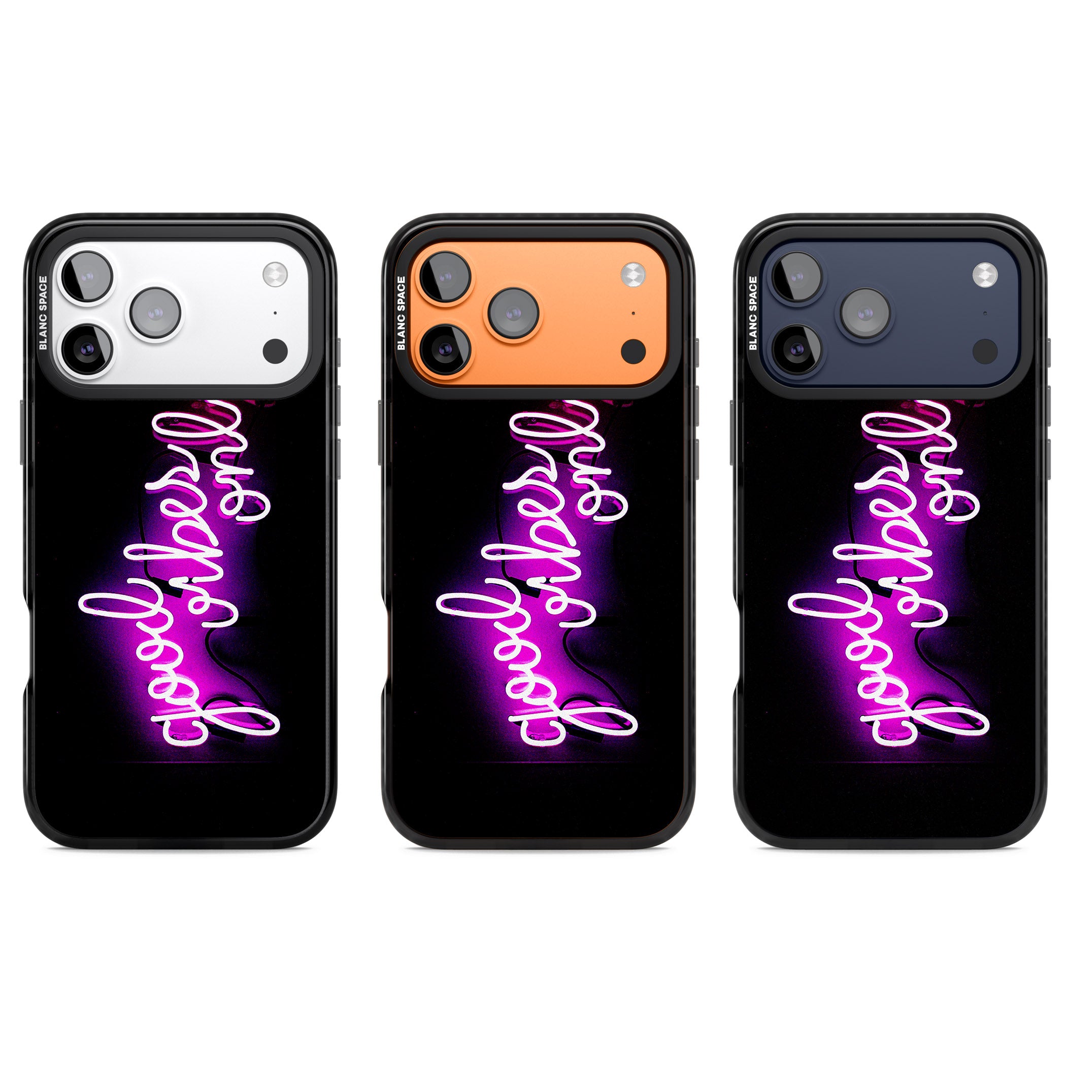 Good Vibes Only Neon Glow iPhone 17 Pro Impact Pro Black Phone Case APT Impact Protection