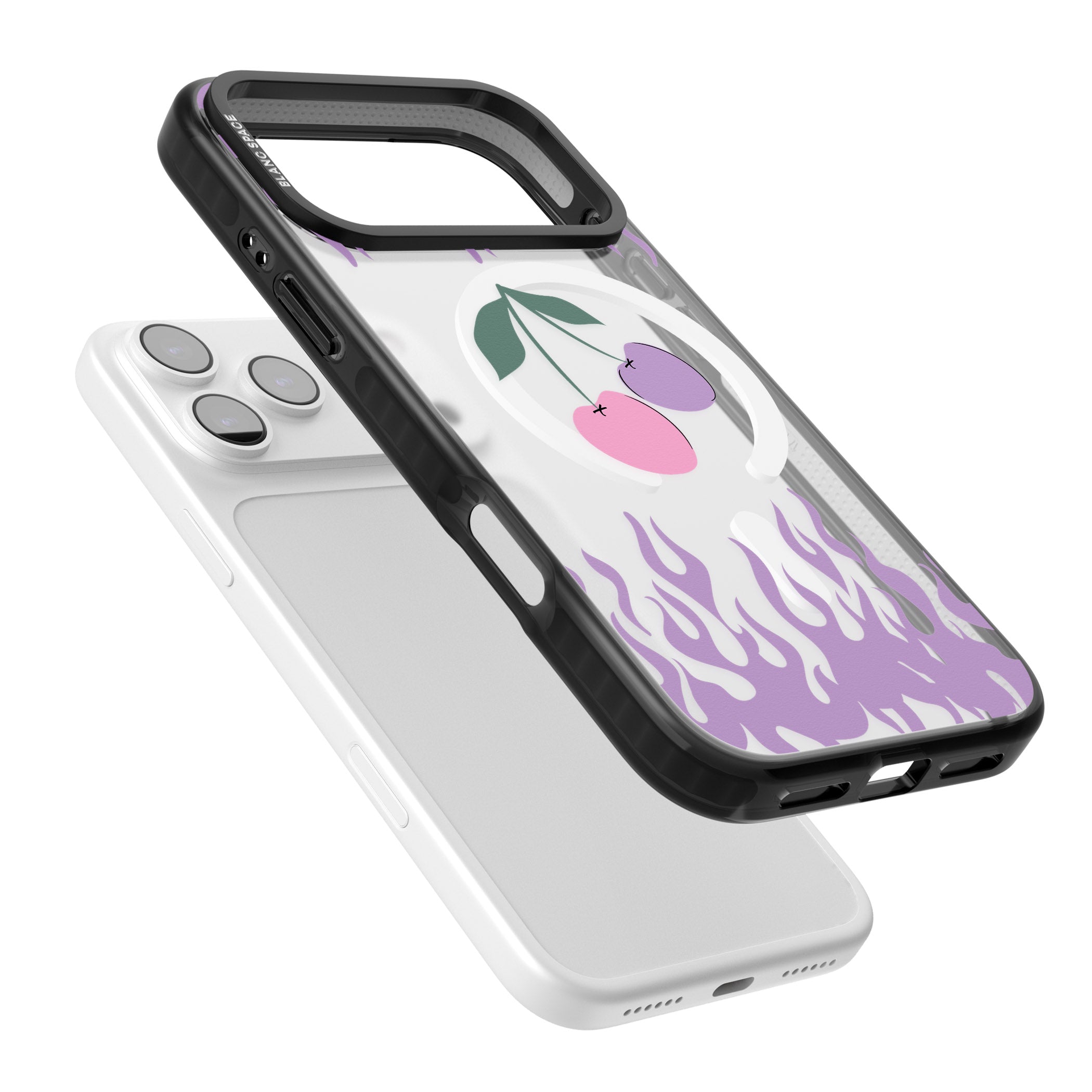 Cherries N' Flames iPhone 17 Pro Impact Pro Black Phone Case Colours