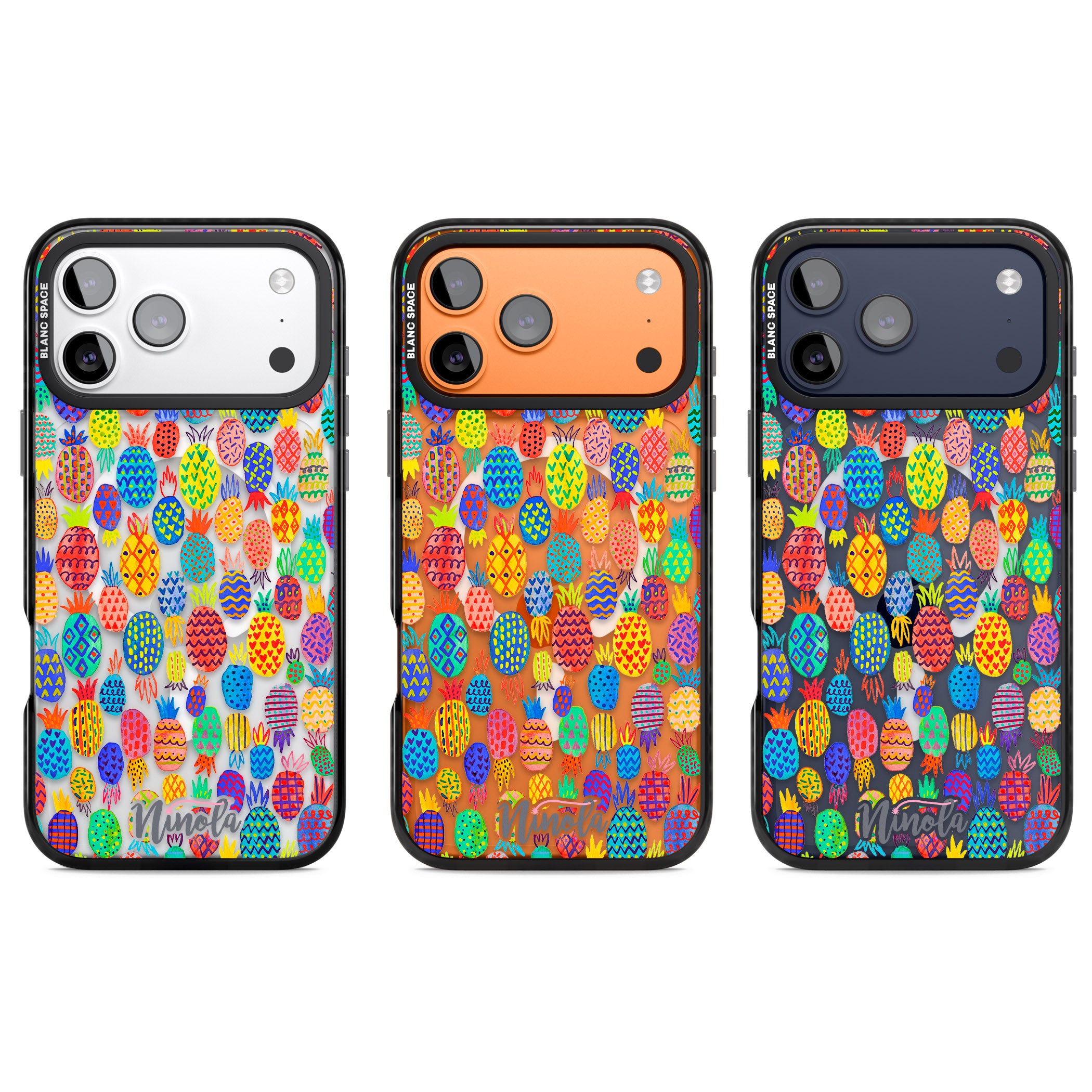 Vibrant Pineapple Pattern iPhone 17 Pro Impact Pro Black Phone Case APT Impact Protection