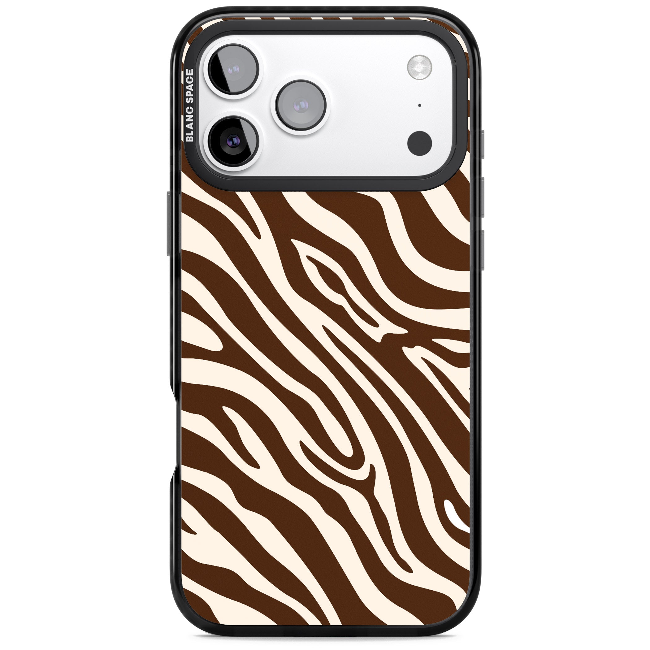 Brown & Cream Zebra iPhone 17 Pro Impact Pro Black Phone Case