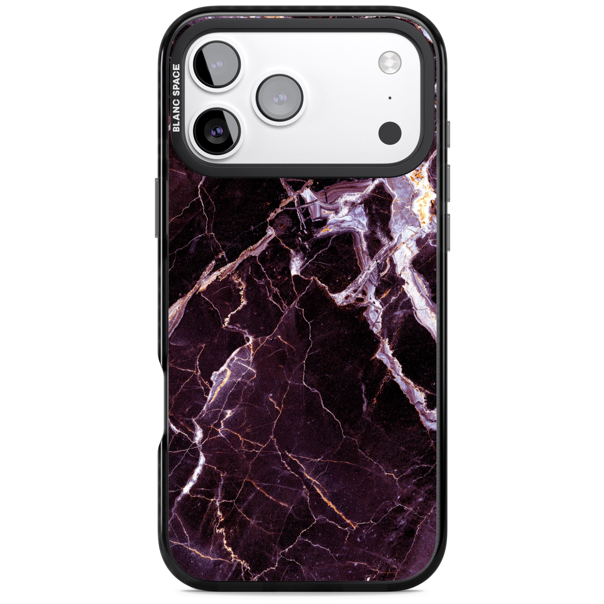Violet Shatter Marble iPhone 17 Pro Impact Pro Black Phone Case