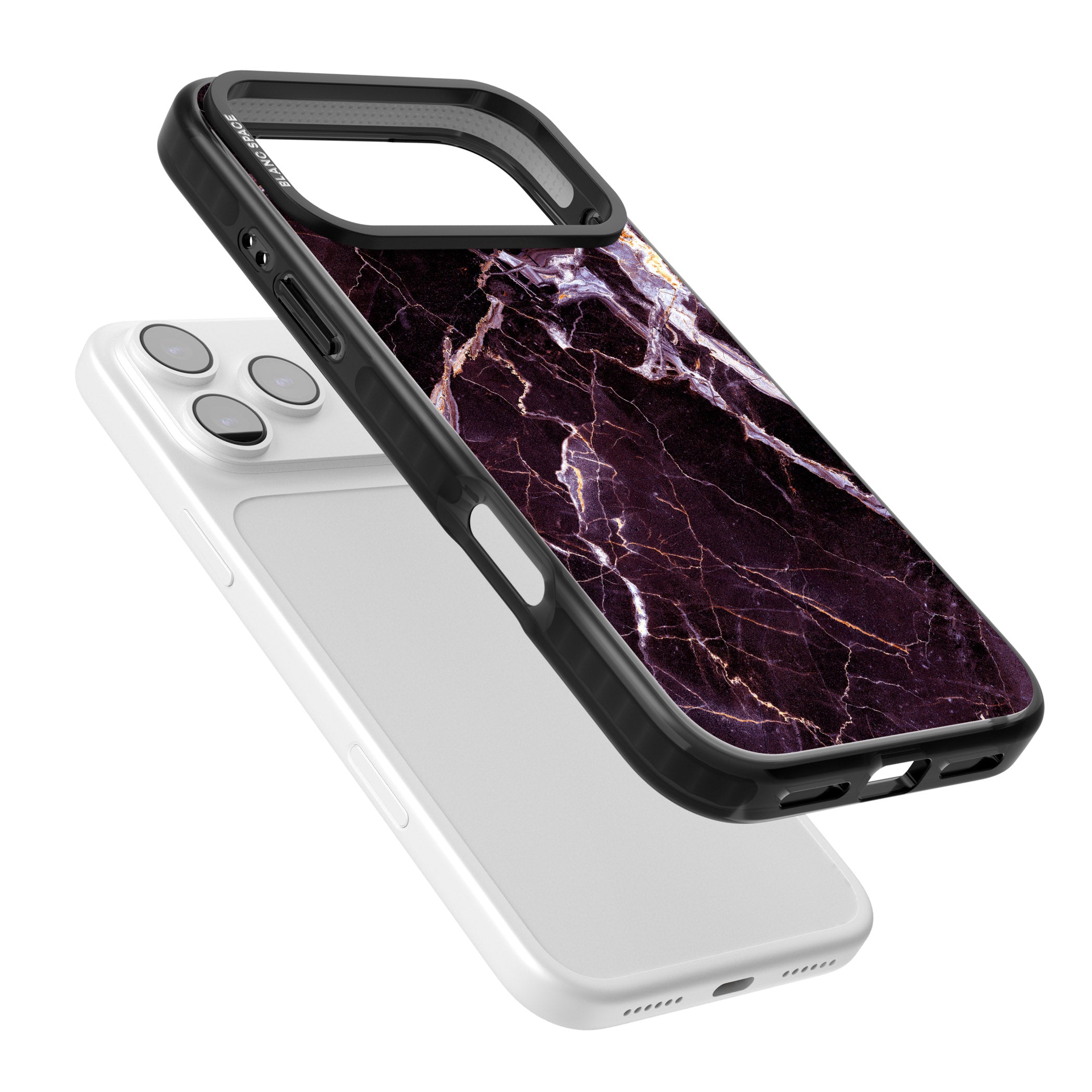 Violet Shatter Marble iPhone 17 Pro Impact Pro Black Phone Case Colours