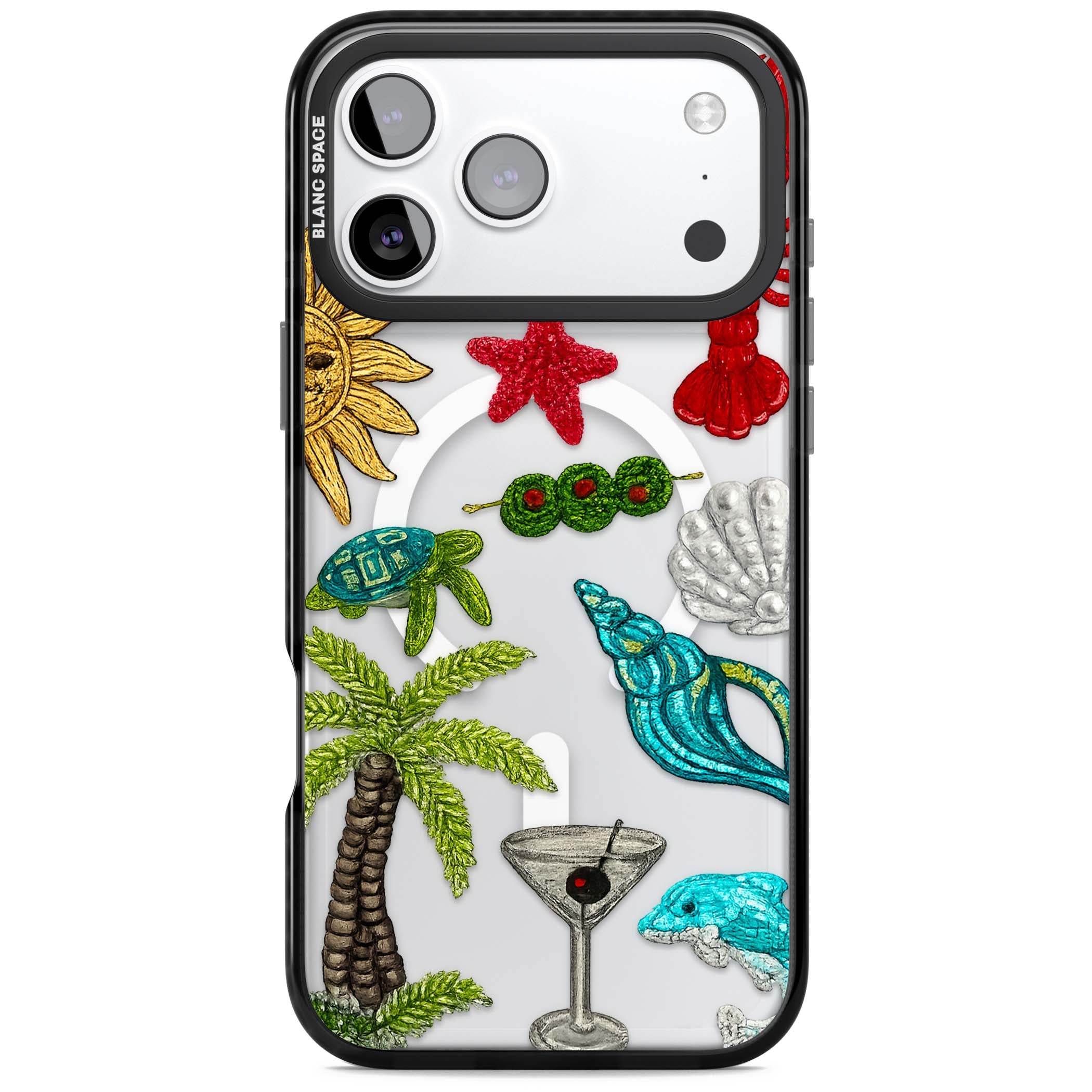 Painted Coastal Pattern coastal iPhone case | Black Impact Magsafe case for iPhone 17 Pro, iPhone 17 Pro Max