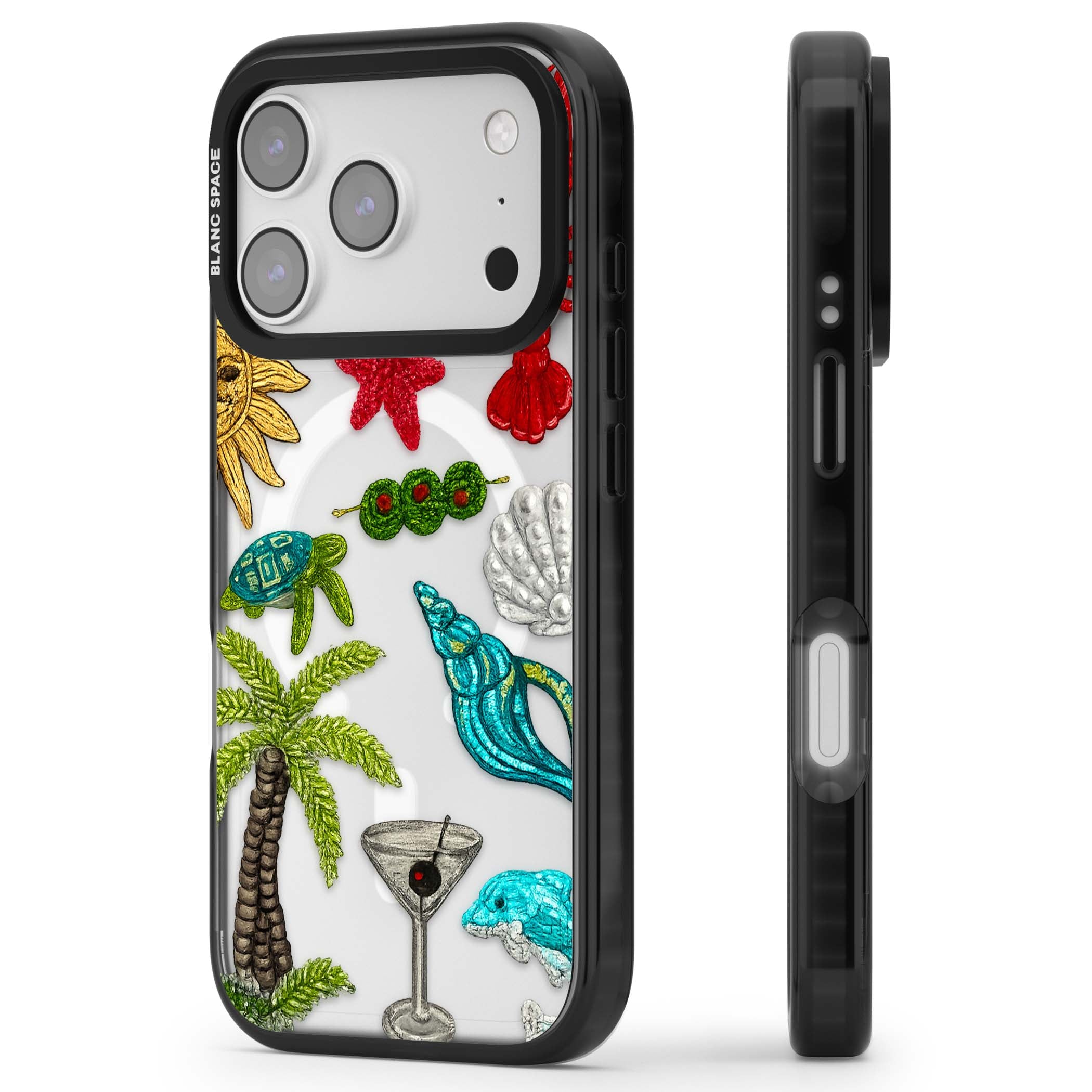 Painted Coastal Pattern coastal iPhone case | Black Impact Magsafe case for iPhone 17 Pro, iPhone 17 Pro Max