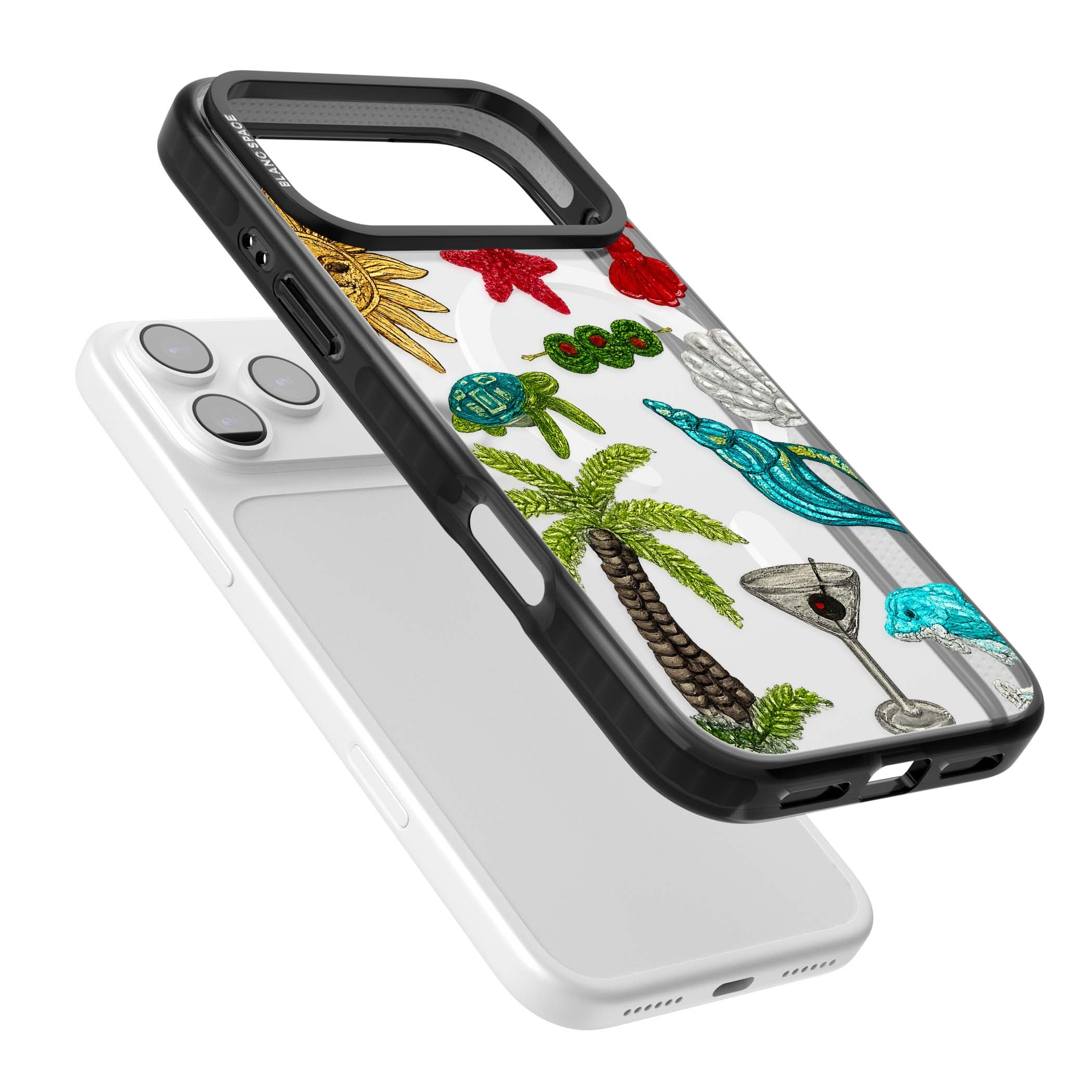 Painted Coastal Pattern coastal iPhone case | Black Impact Magsafe case for iPhone 17 Pro, iPhone 17 Pro Max