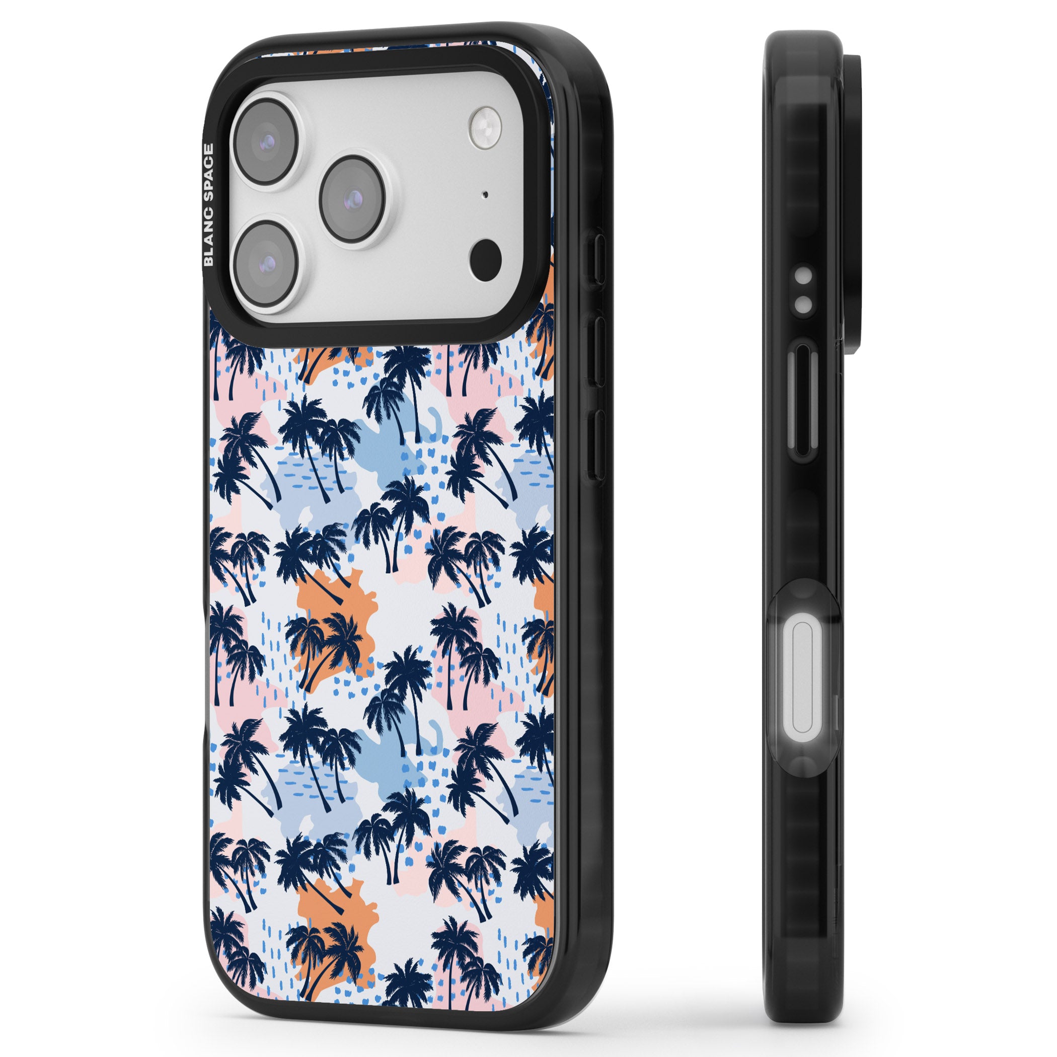 Tropical Vibes Palm iPhone 17 Pro Impact Pro Black Phone Case Side Profile