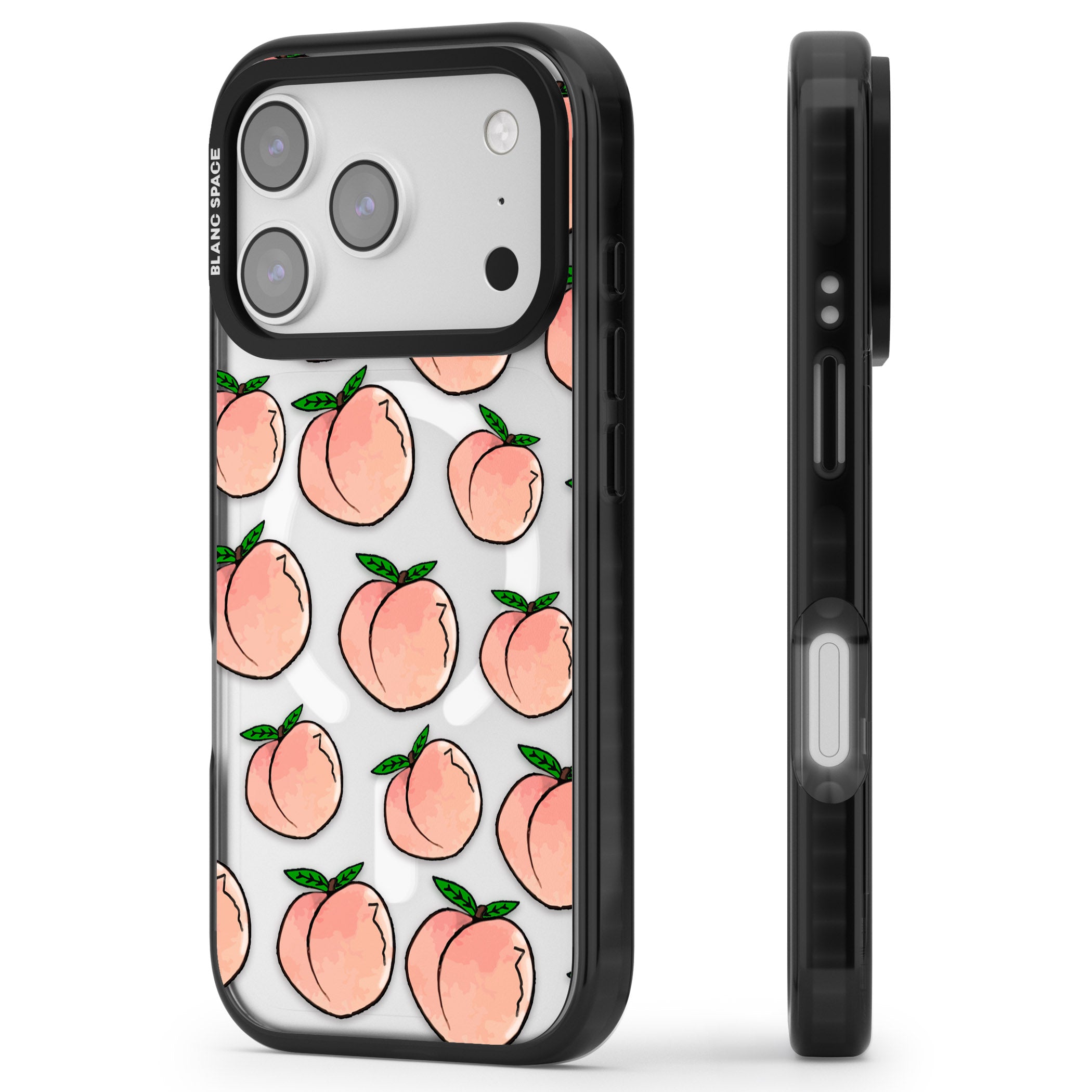 Peachy Picnic iPhone 17 Pro Impact Pro Black Phone Case Side Profile
