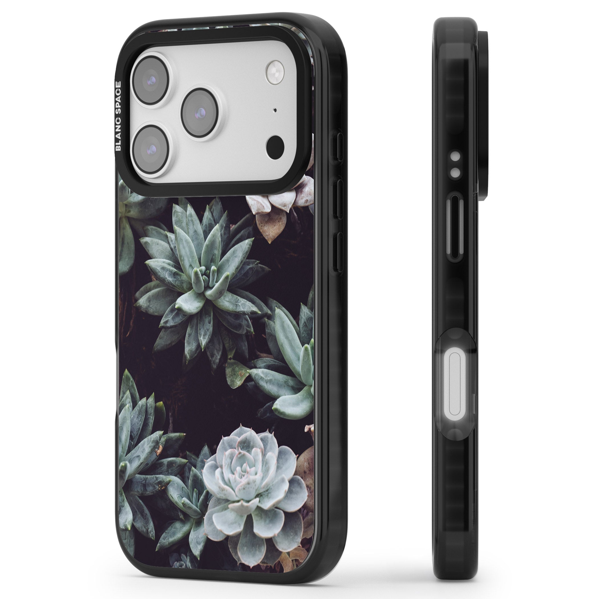 Succulent Bloom Mixed iPhone 17 Pro Impact Pro Black Phone Case Side Profile