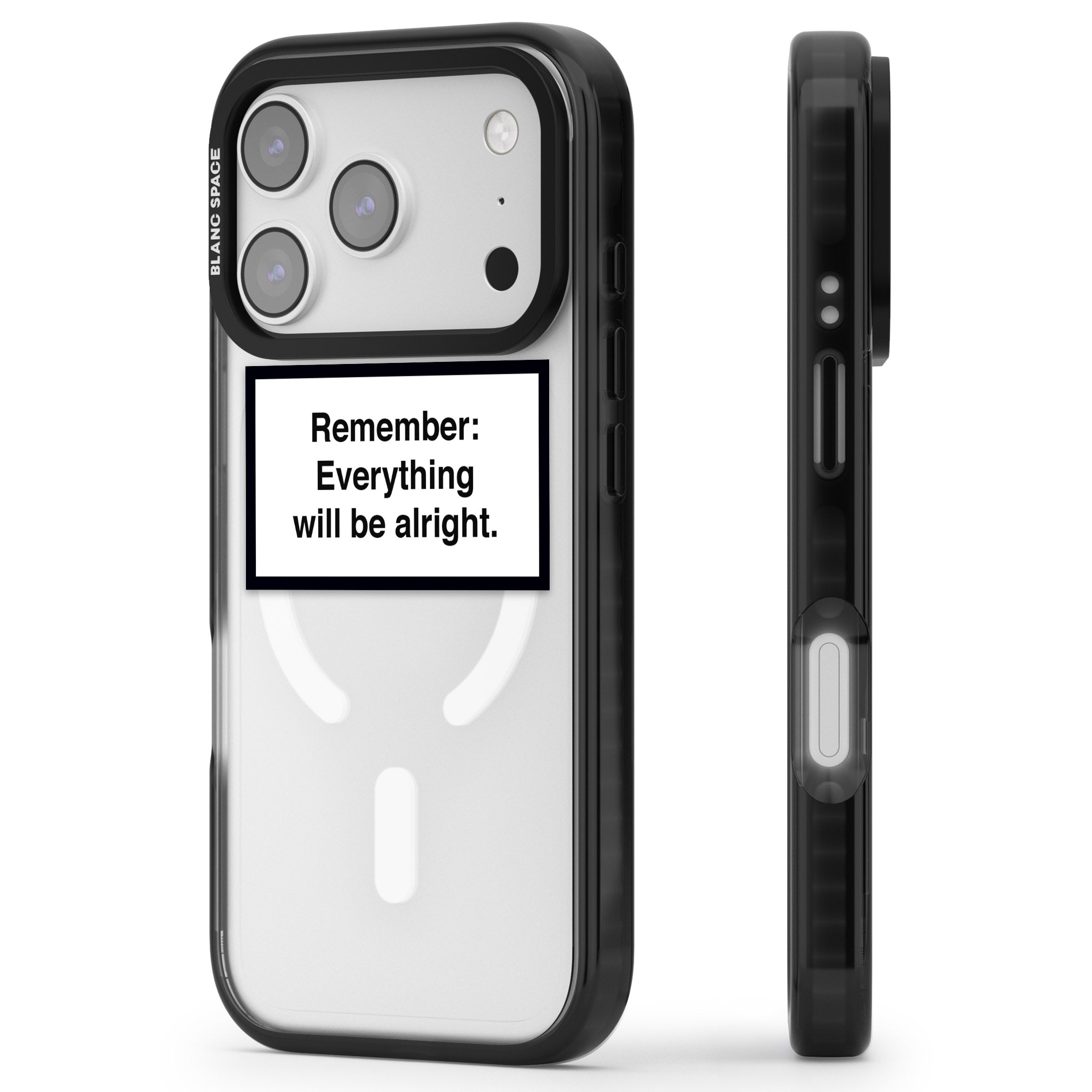 Everything Will Be Alright iPhone 17 Pro Impact Pro Black Phone Case Side Profile