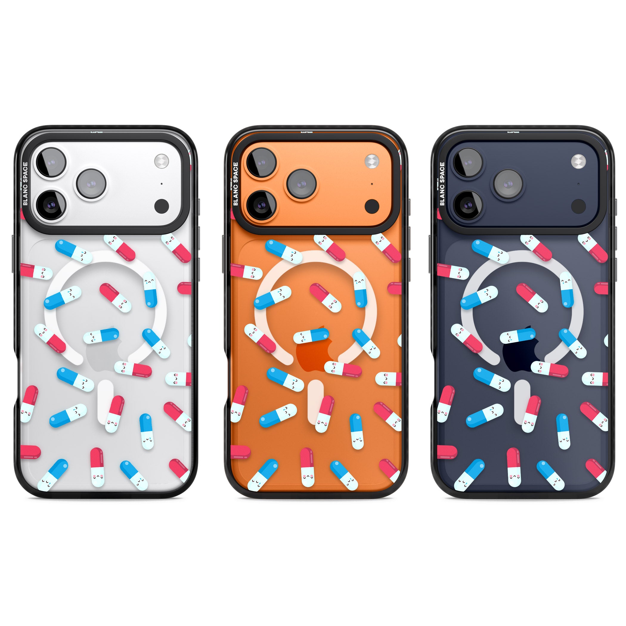 Kawaii Pill Pattern iPhone 17 Pro Impact Pro Black Phone Case APT Impact Protection