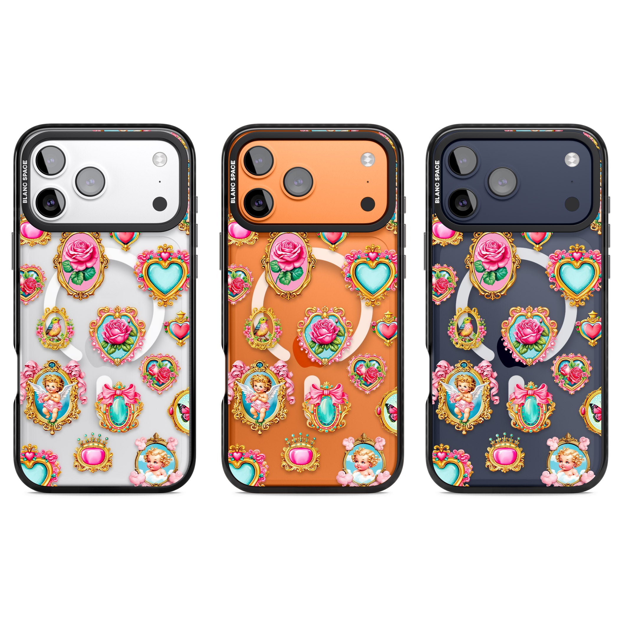 Angelcore Hearts Frames iPhone 17 Pro Impact Pro Black Phone Case APT Impact Protection