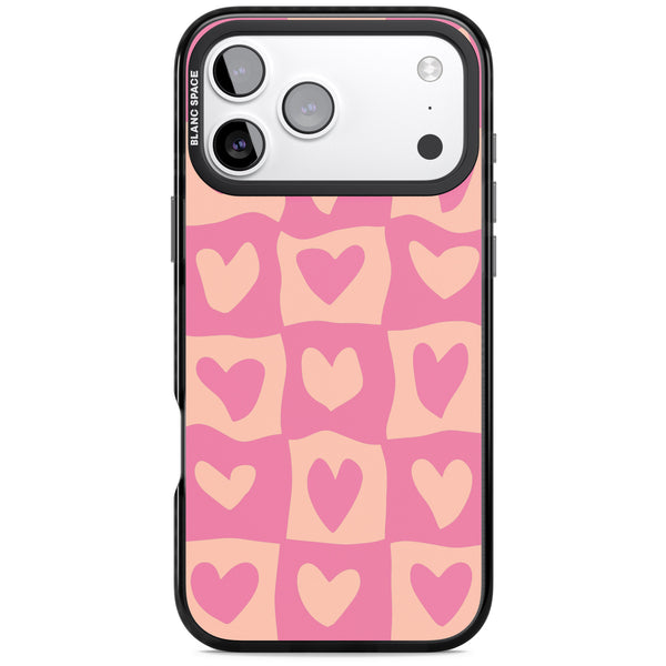 Pink Wavy Checked Hearts