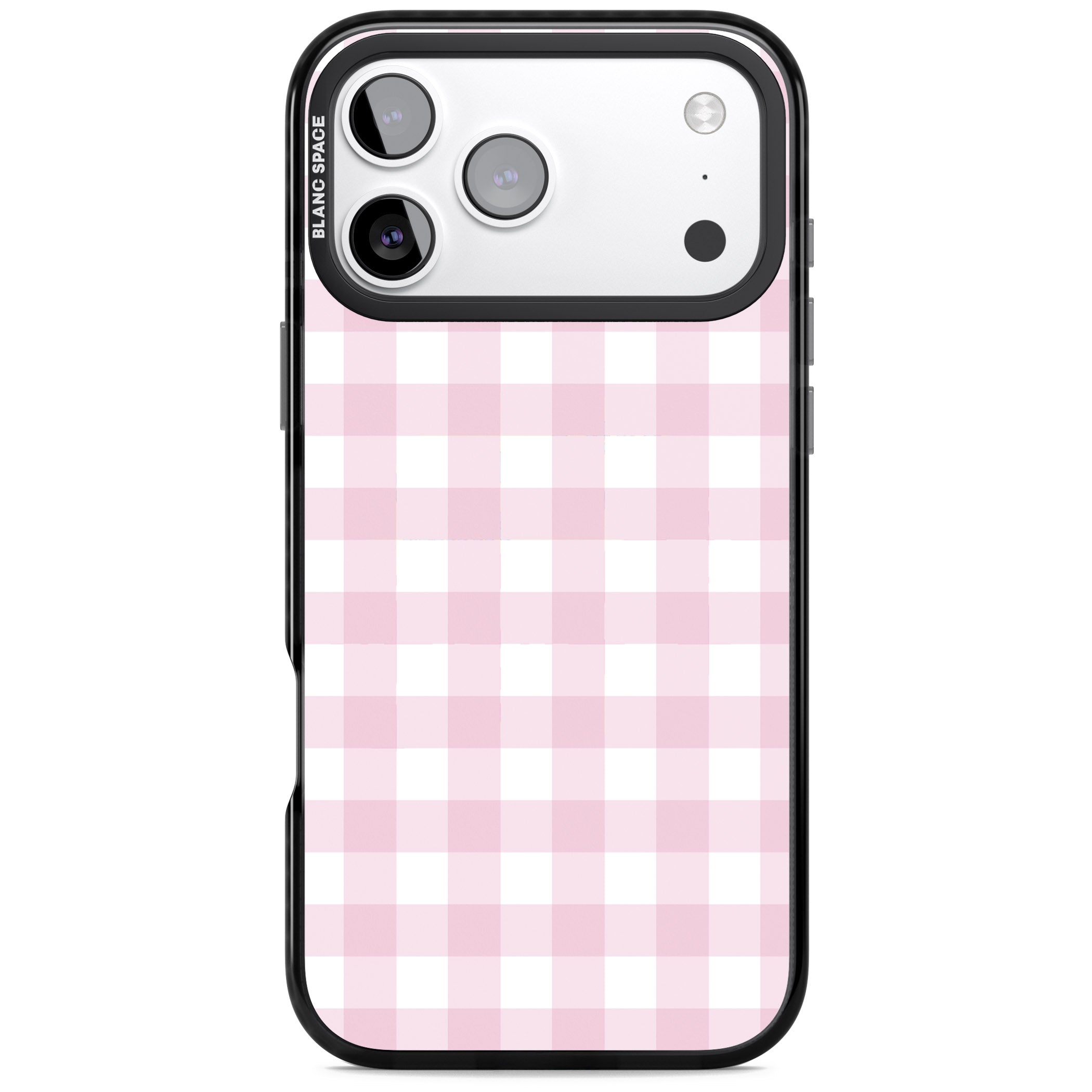 Pink Gingham Pattern iPhone 17 Pro Impact Pro Black Phone Case