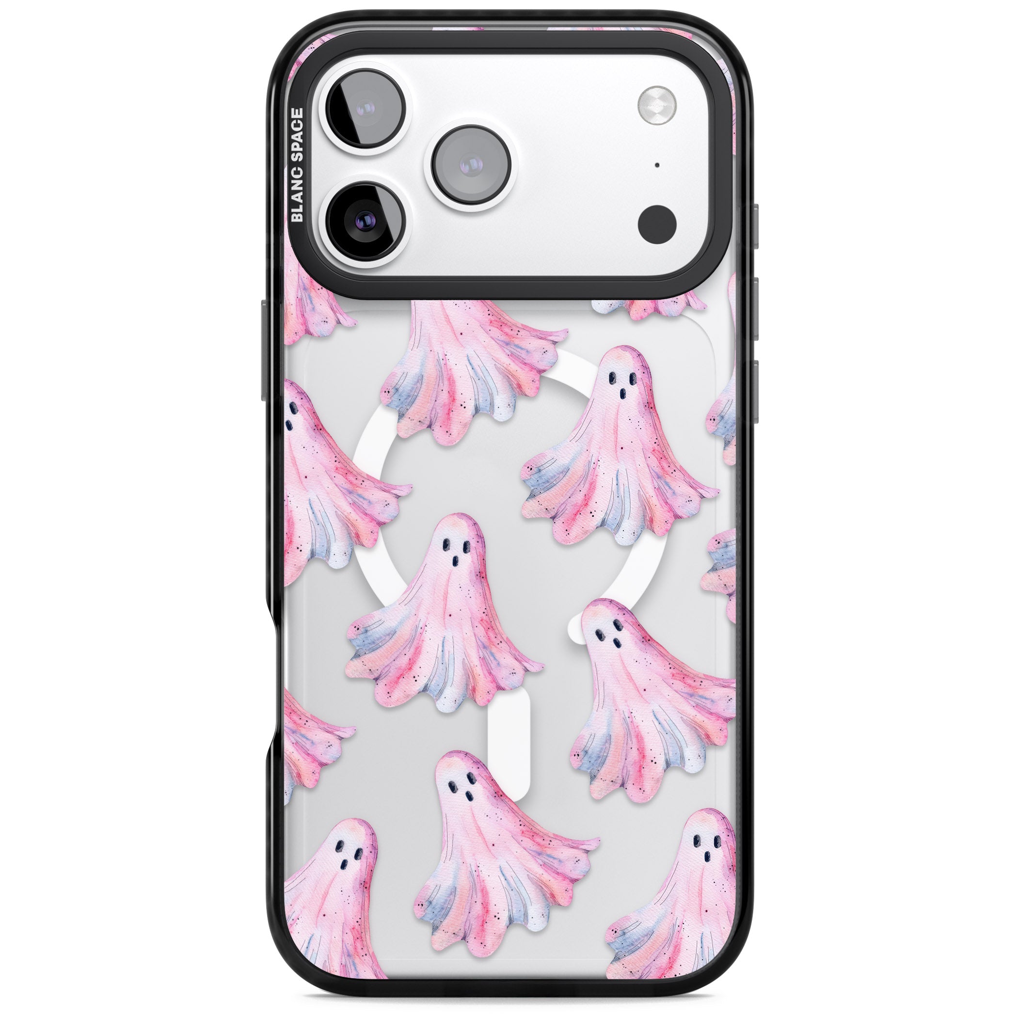 Pink Ghosts iPhone 17 Pro Impact Pro Black Phone Case